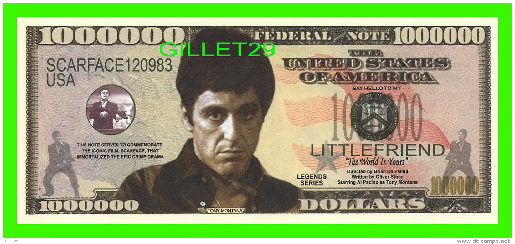 BILLETS , ONE MILLION DOLLARS - TONY MONTANA - UNITED STATES OF AMERICA - - Altri & Non Classificati