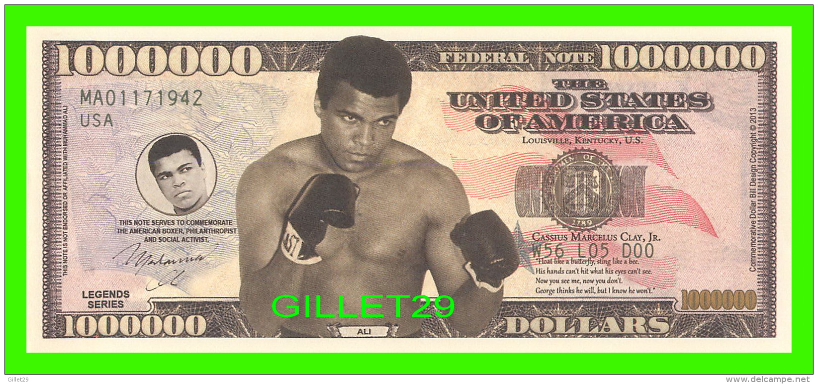 BILLETS , ONE MILLION DOLLARS -  MOHAMED ALI - UNITED STATES OF AMERICA - - Autres & Non Classés