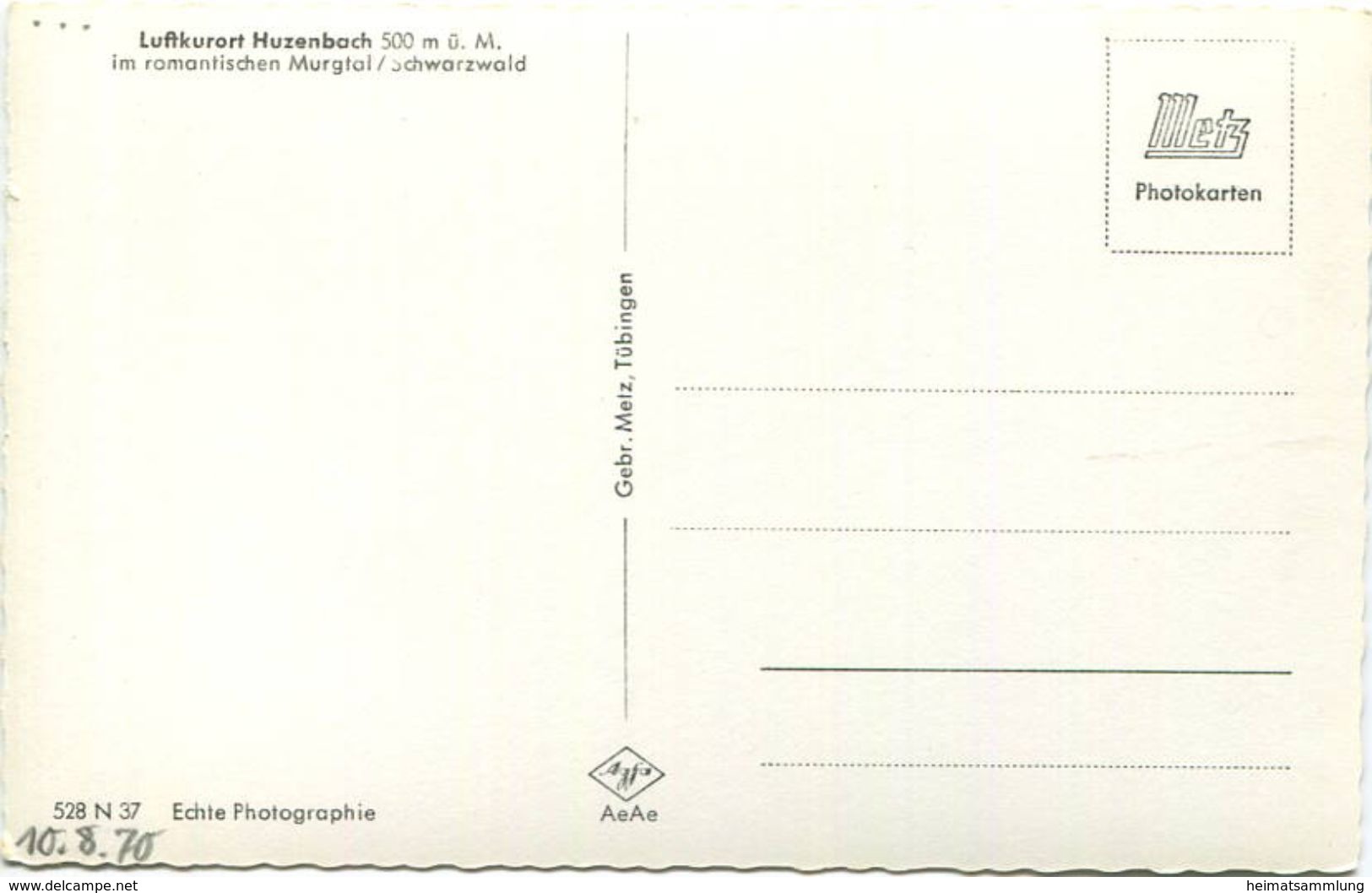 Huzenbach - Bahnhof - Foto-AK - Verlag Gebr. Metz Tübingen - Baiersbronn