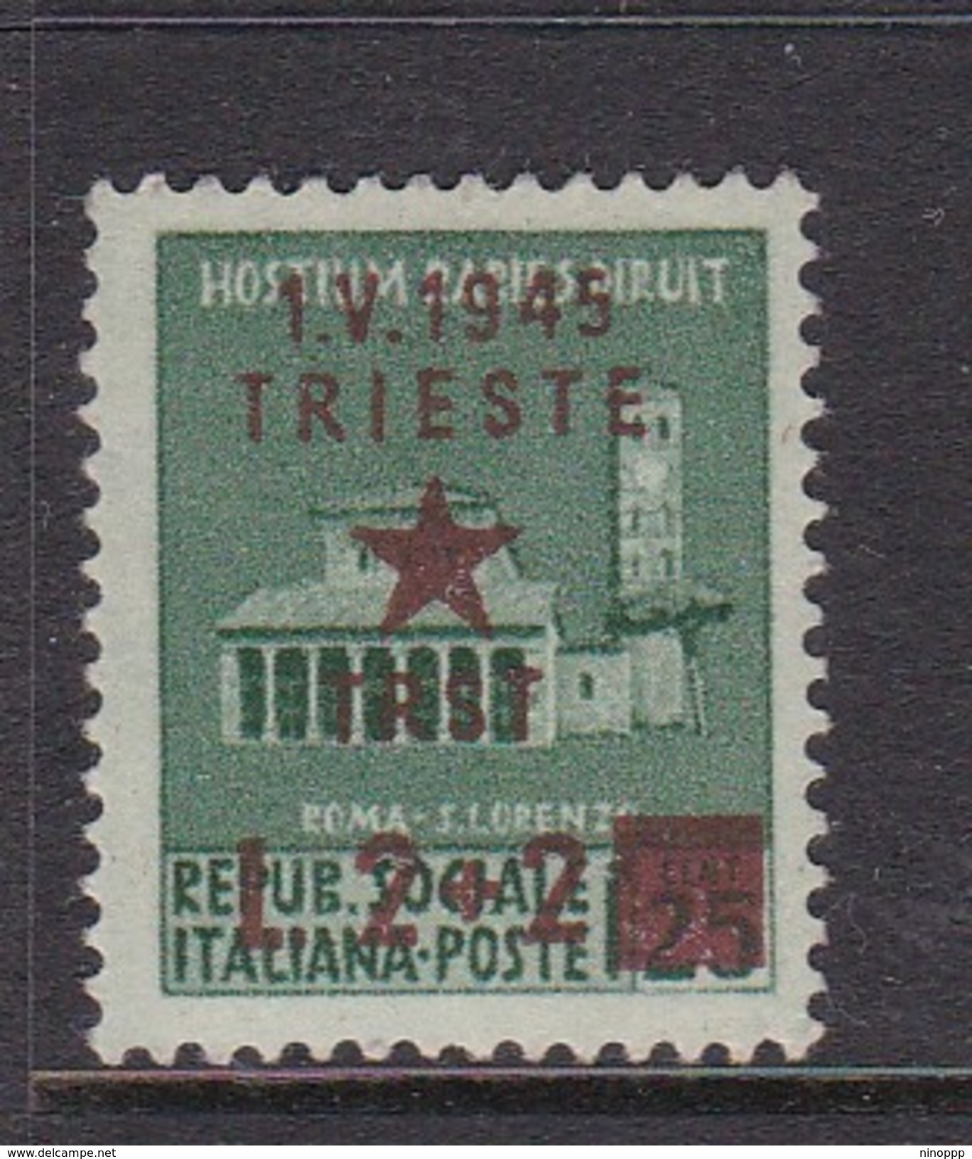 Venezia Giulia And Istria 1945 Yugoslav Trieste Occupation S7 2 Lira+2 Lira On 25c Green Mint Never Hinged - Occ. Yougoslave: Trieste
