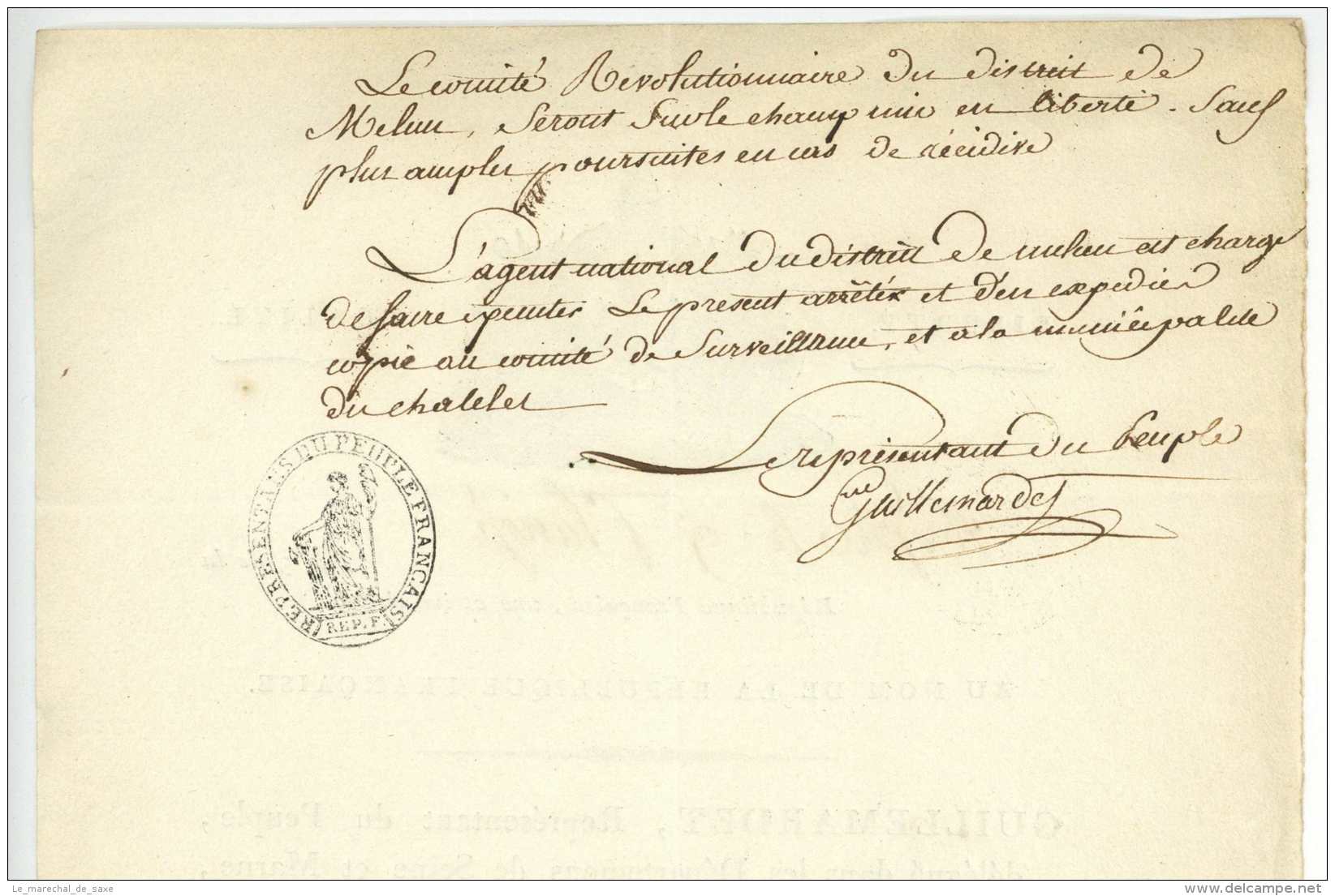 REVOLUTION &ndash; GUILLEMARDET (1765-1809). Médecin. Conventionnel Regicidi Le Chatelet-en-Brie Nevers 1795 - Documentos Históricos