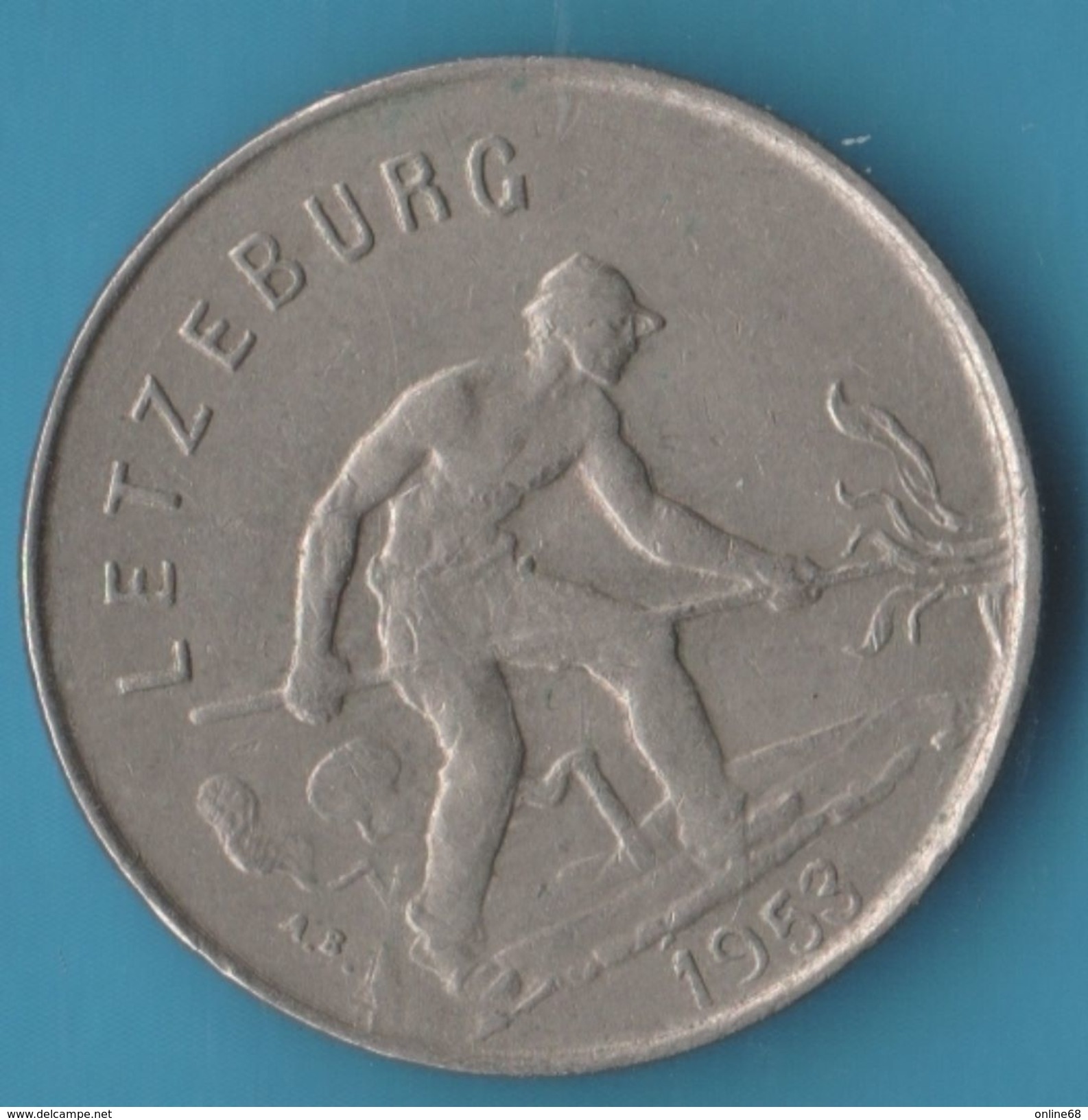 LETZEBURG 1 Franc 1953 KM# 46.2  Charlotte - Luxembourg