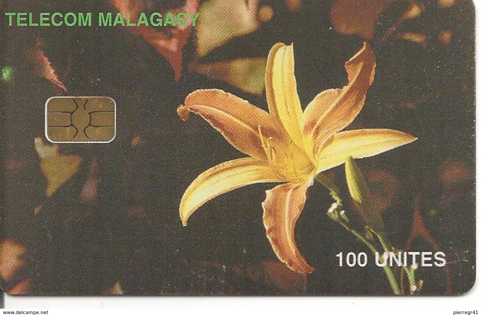 TC-ç-PUCE-MADAGASCAR-SA2-100U-ORCHIDEE JAUNE-TBE -RARE - Fleurs