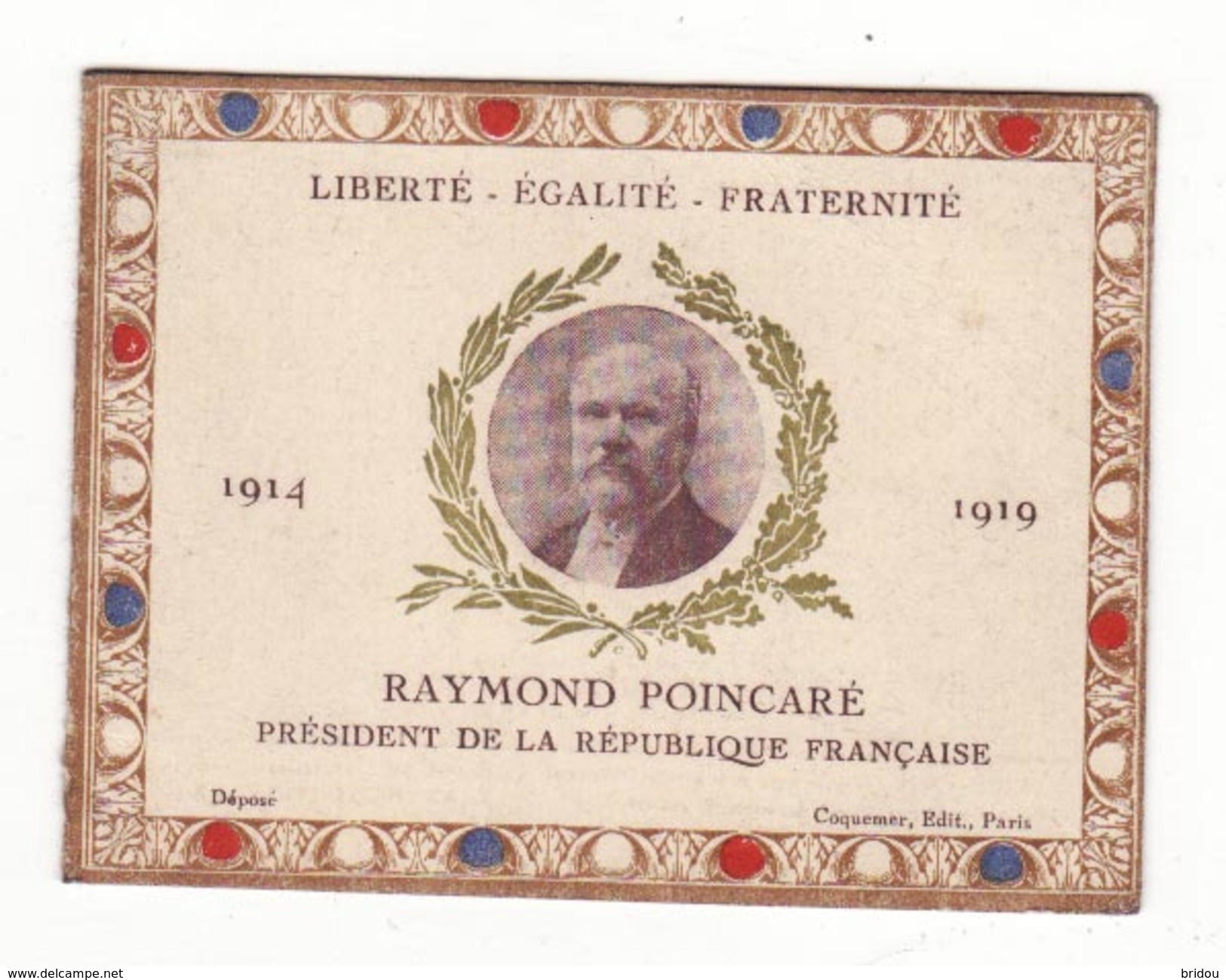 Calendrier De 1919   RAYMOND POINCARE    18 X 7 Cm - Petit Format : 1901-20