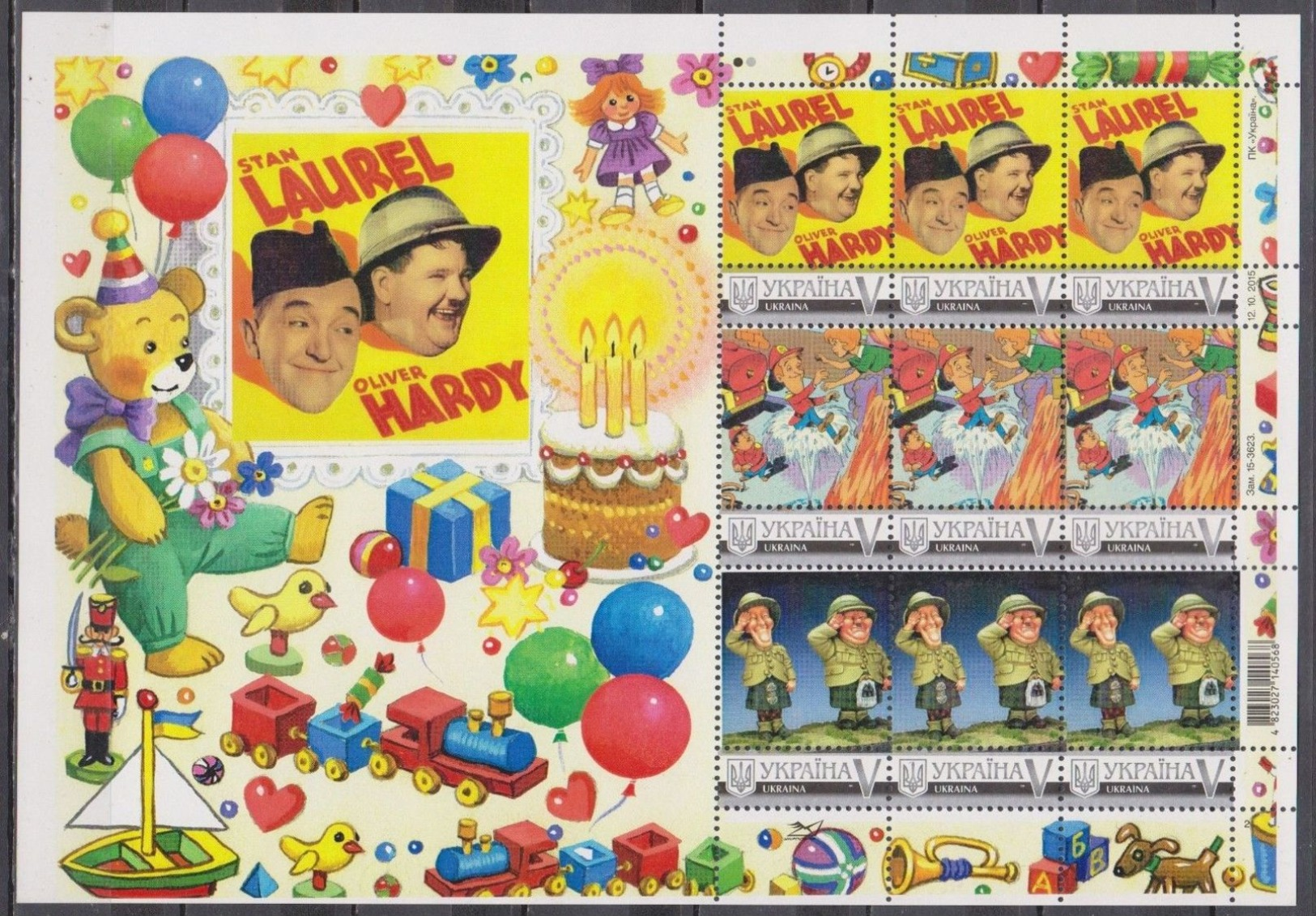 CINEMA / LAUREL + HARDY  PERSONALIZED SHEETLET ** (mnh) (special Price To Clear Stock) - Cinéma