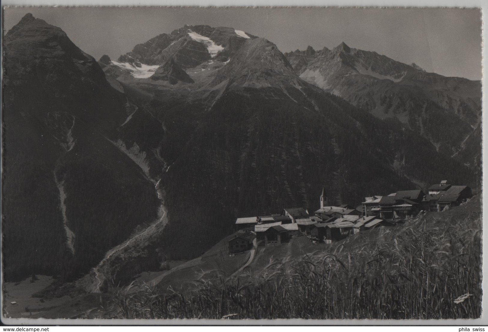 Latsch (1590 M) Mit Piz D'Aela (3340 M) - Photo: Otto Furter - Autres & Non Classés