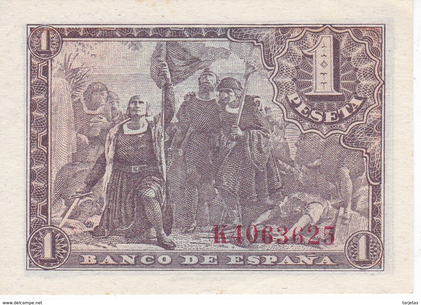 BILLETE DE ESPAÑA DE 1 PTA  DEL AÑO 1943 SERIE K SIN CIRCULAR (UNCIRCULATED) - 1-2 Pesetas