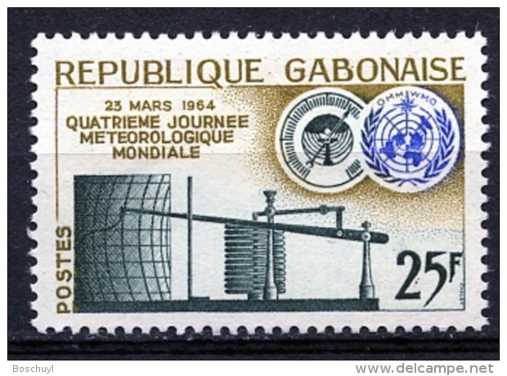 Gabon, 1964, World Meteorology Day, Seismograph, MNH, Michel 196 - Gabon