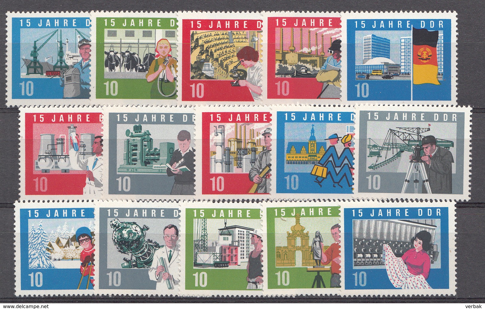 Allemagne DDR 1964  Mi.nr.: 1059-1073  15.Jahre DDR  Neuf Sans Charniere /MNH / Postfris - Neufs