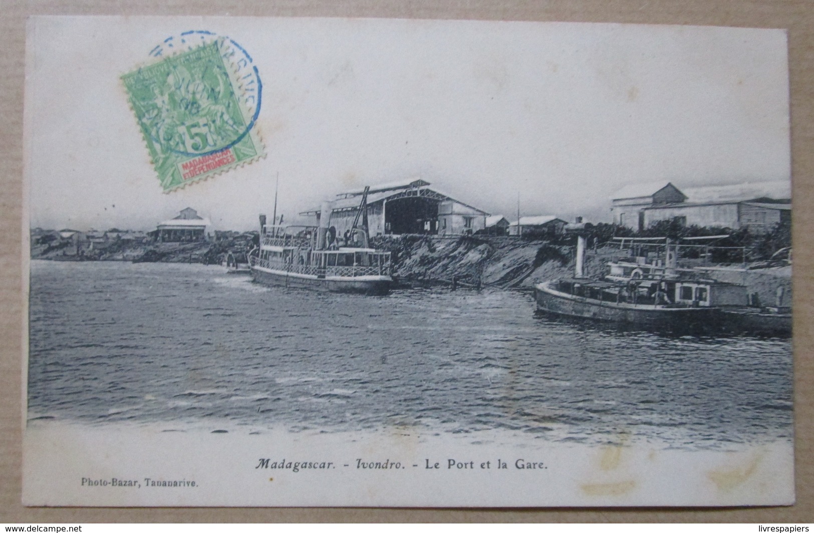 Madagascar Ivondro Port Et Gare Cpa Timbrée Voyagée 1908 - Madagascar