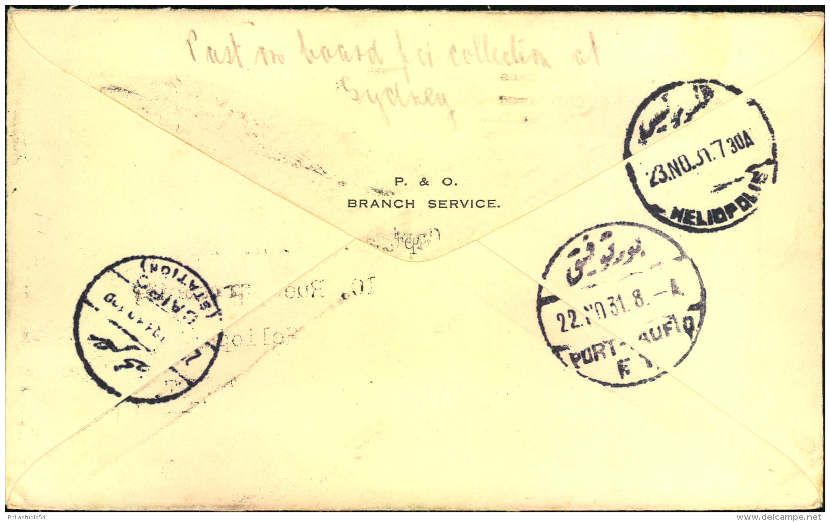 1931, Ship Letter Franked With Better Se-tenant From FREEMANTLE, Austarlia With Boxed ""PAQUETBOT"" Via Sidney To Heliop - Andere & Zonder Classificatie