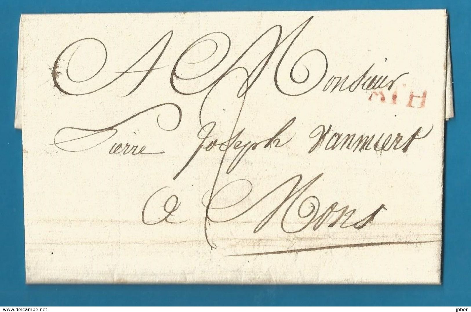 (R161) Belgique - Précurseur - LAC De ATH à MONS Du 6/9/1819 - ATH En Rouge - Administration Des Bourses Fondées - 1815-1830 (Holländische Periode)