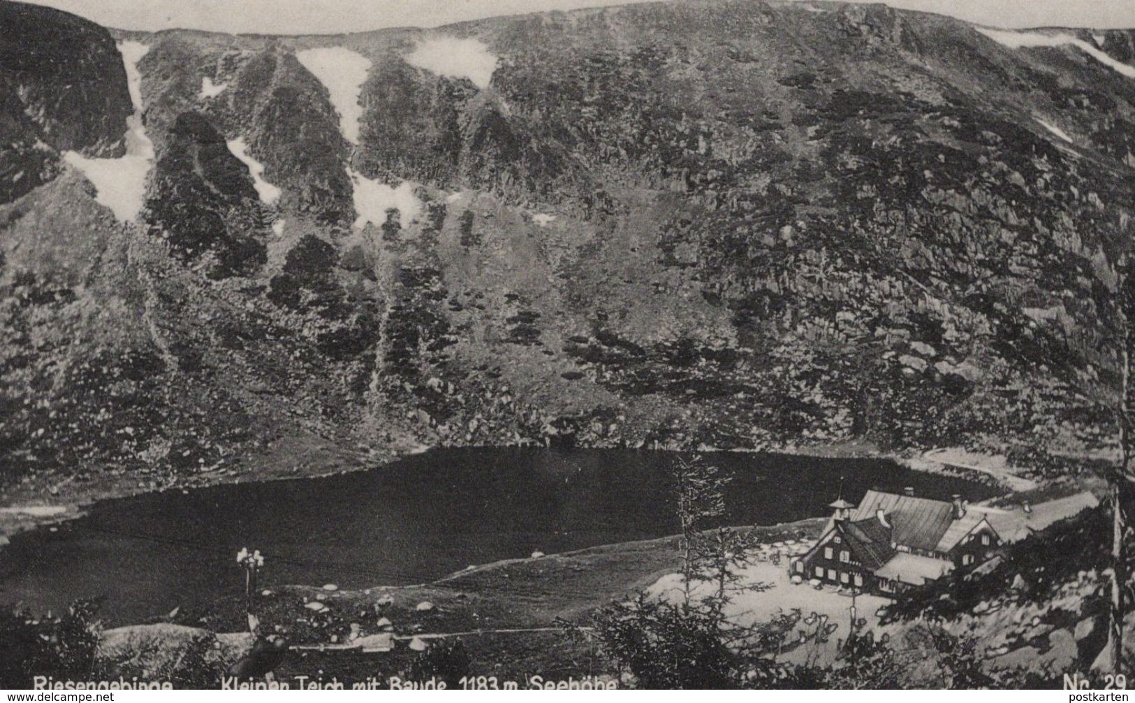 ALTE POSTKARTE RIESENGEBIRGE KLEINER TEICH MIT BAUDE 1183 M SEEHÖHE Karpacz Krummhübel Schlesien AK Postcard Cpa - Schlesien