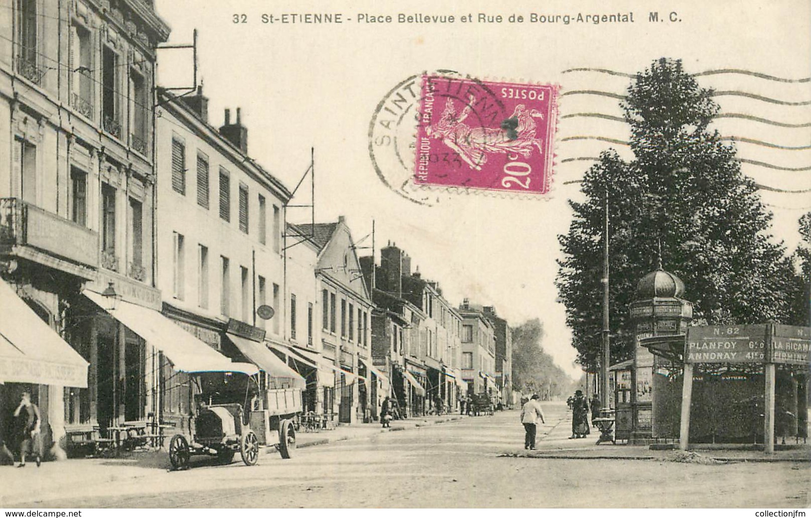 .CPA  FRANCE 42 "St Etienne, Place Bellevue Et Rue Du Bourg Argental" - Saint Etienne