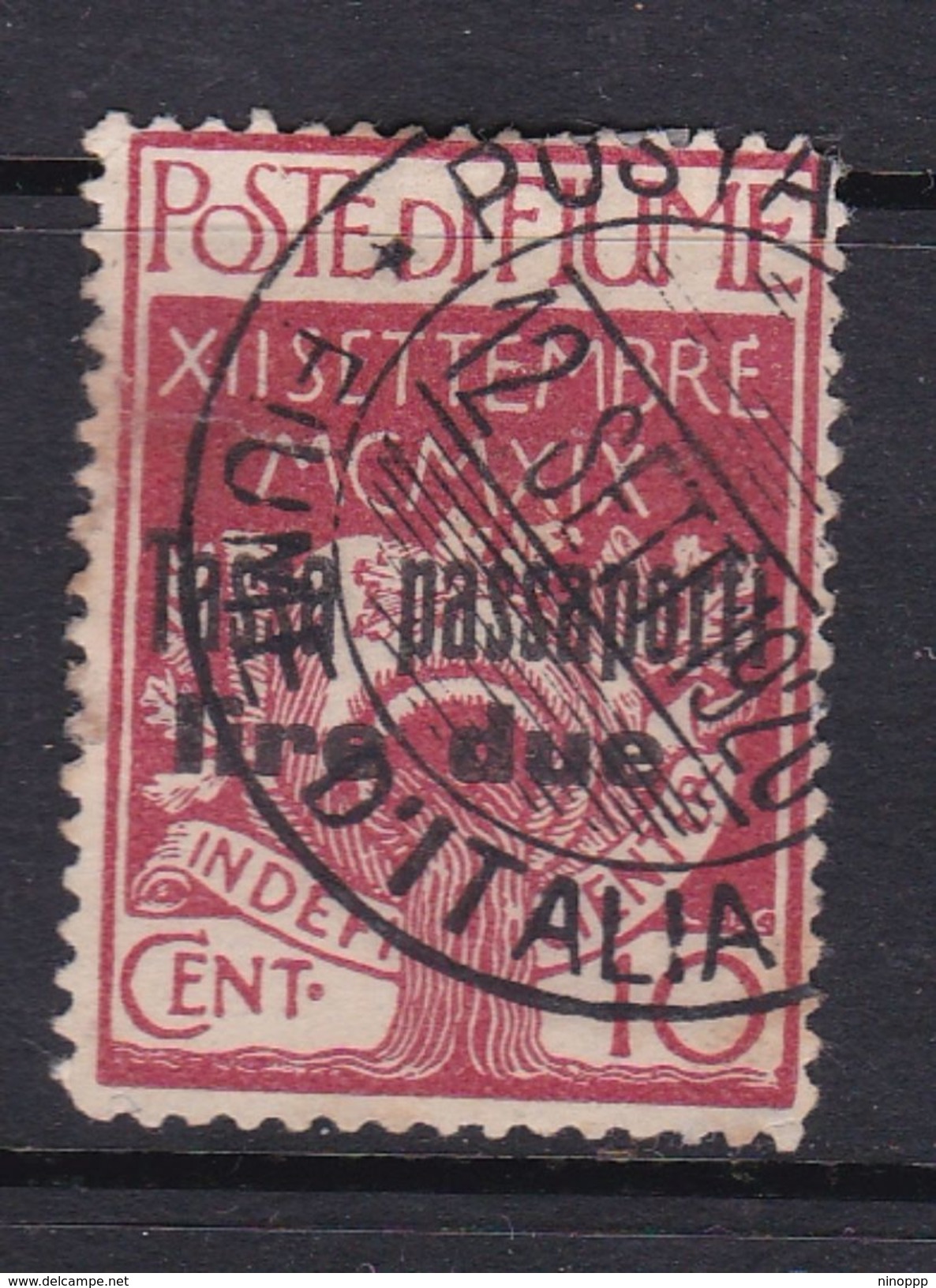 Fiume  1920  Bollo Per Passport Lire Due Used - Fiume