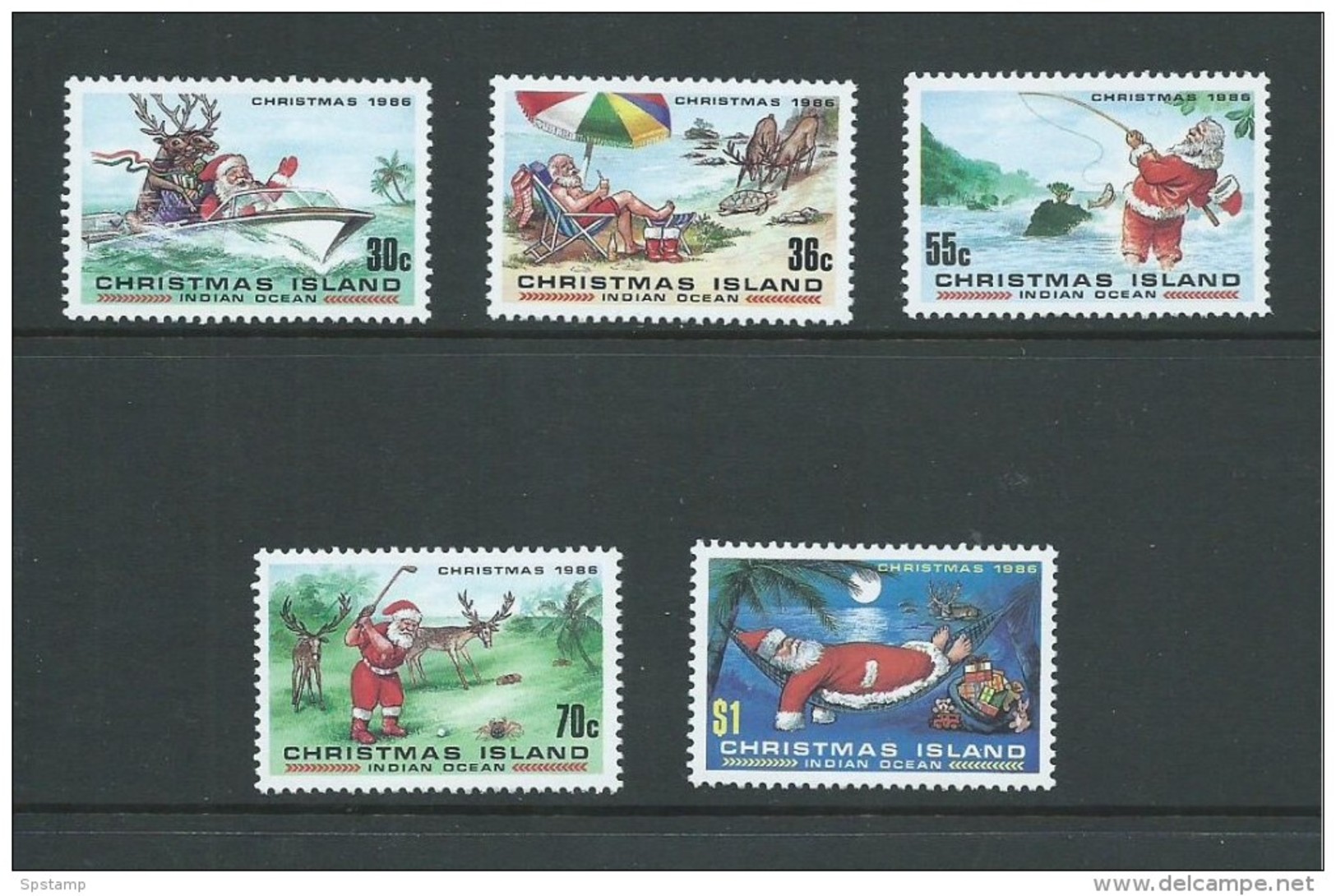 Christmas Island 1986 Father Xmas Set 5 MNH - Christmas Island