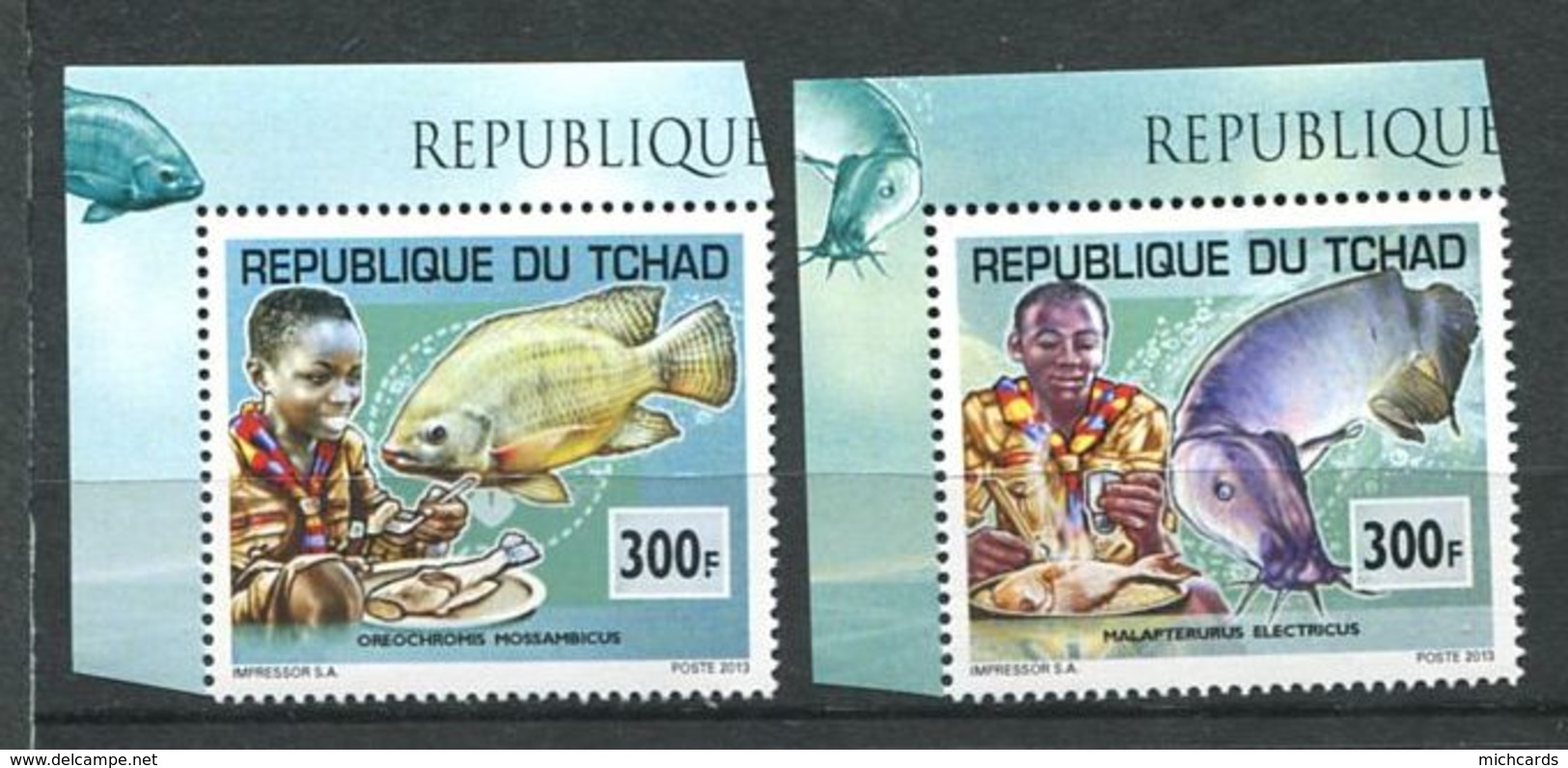 204 TCHAD 2013 - Yvert 1635/36 - Scout Poisson - Neuf ** (MNH) Sans Trace De Charniere - Tchad (1960-...)