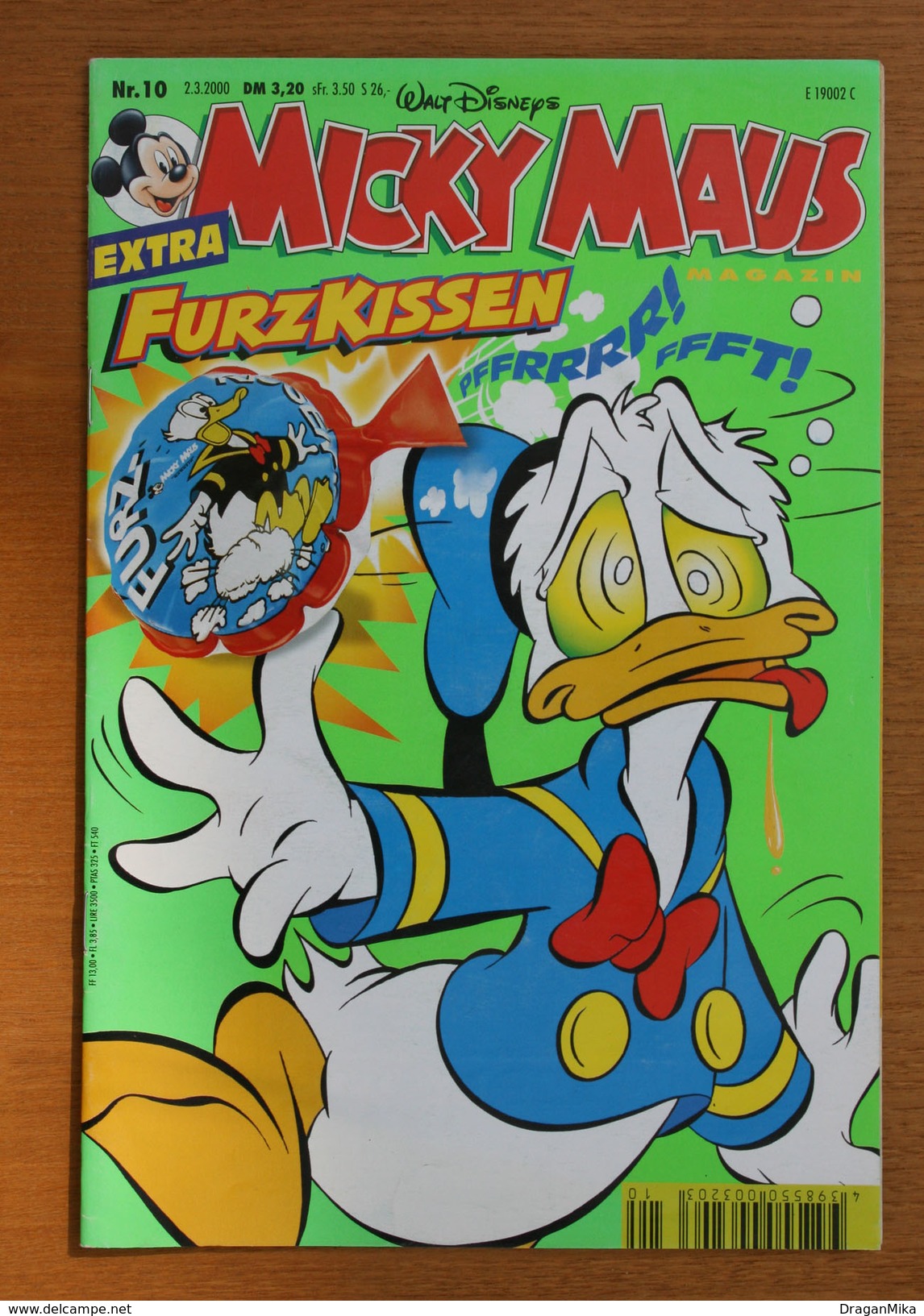 GERMANY - Vintage MICKY MAUS MAGAZINE Nr.10 (2.3.2000) - Toy Furz Kissen, FREE SHIPPING - Walt Disney