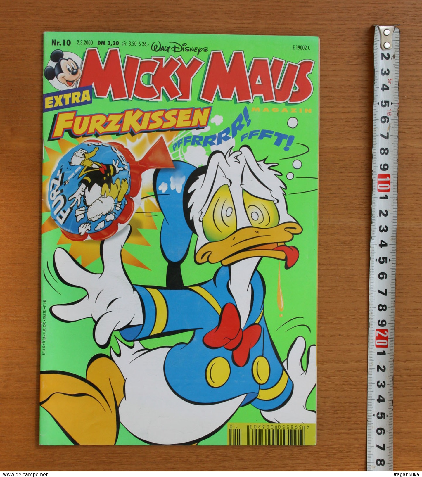 GERMANY - Vintage MICKY MAUS MAGAZINE Nr.10 (2.3.2000) - Toy Furz Kissen, FREE SHIPPING - Walt Disney