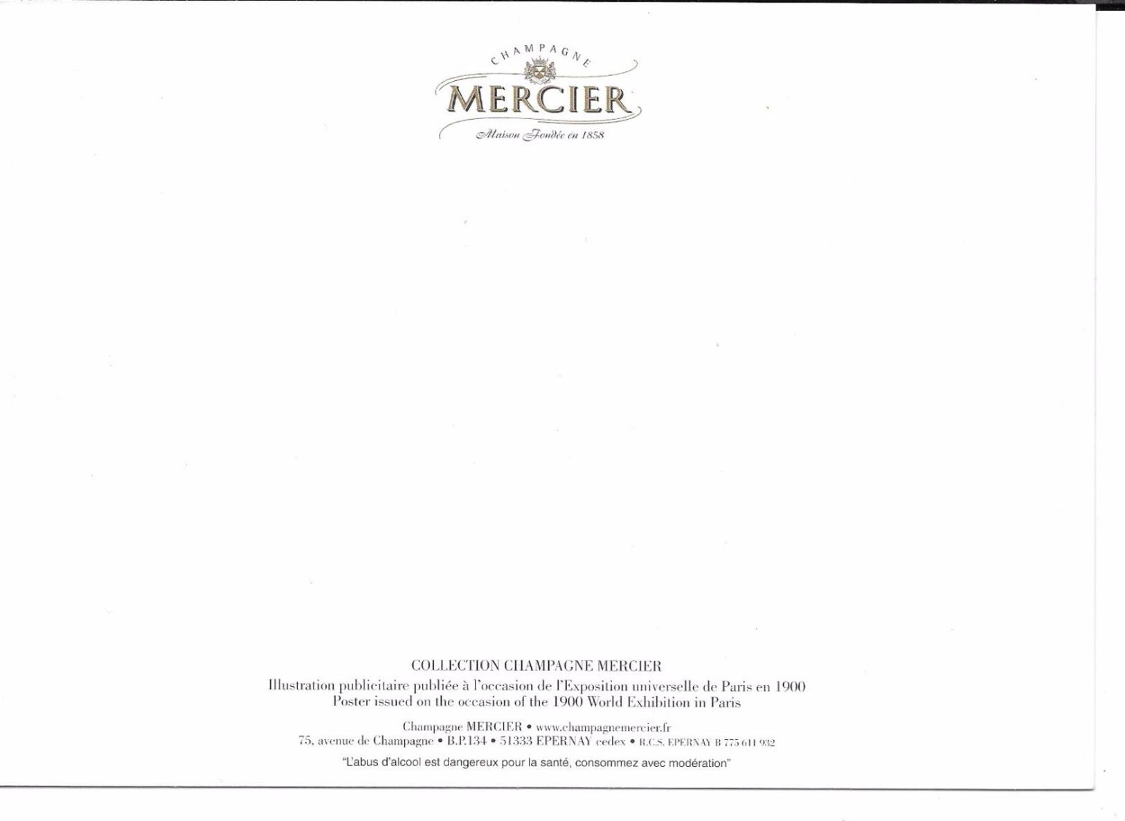 PUBLICITé : ALCOOL TRES BELLE CPM  (  (SUP) CHAMPAGNE MERCIER ( TRES GRAND FORMAT) NEUVE - Werbepostkarten