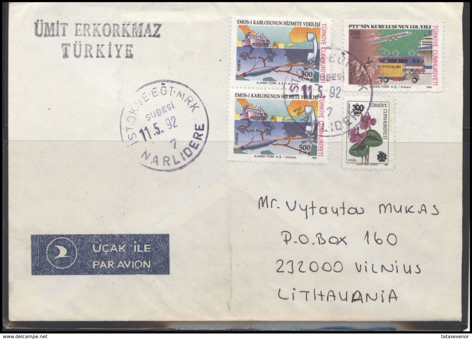 TURKEY Postal History Brief Envelope TR 027 Air Mail Communication Postal System Transportation - Brieven En Documenten