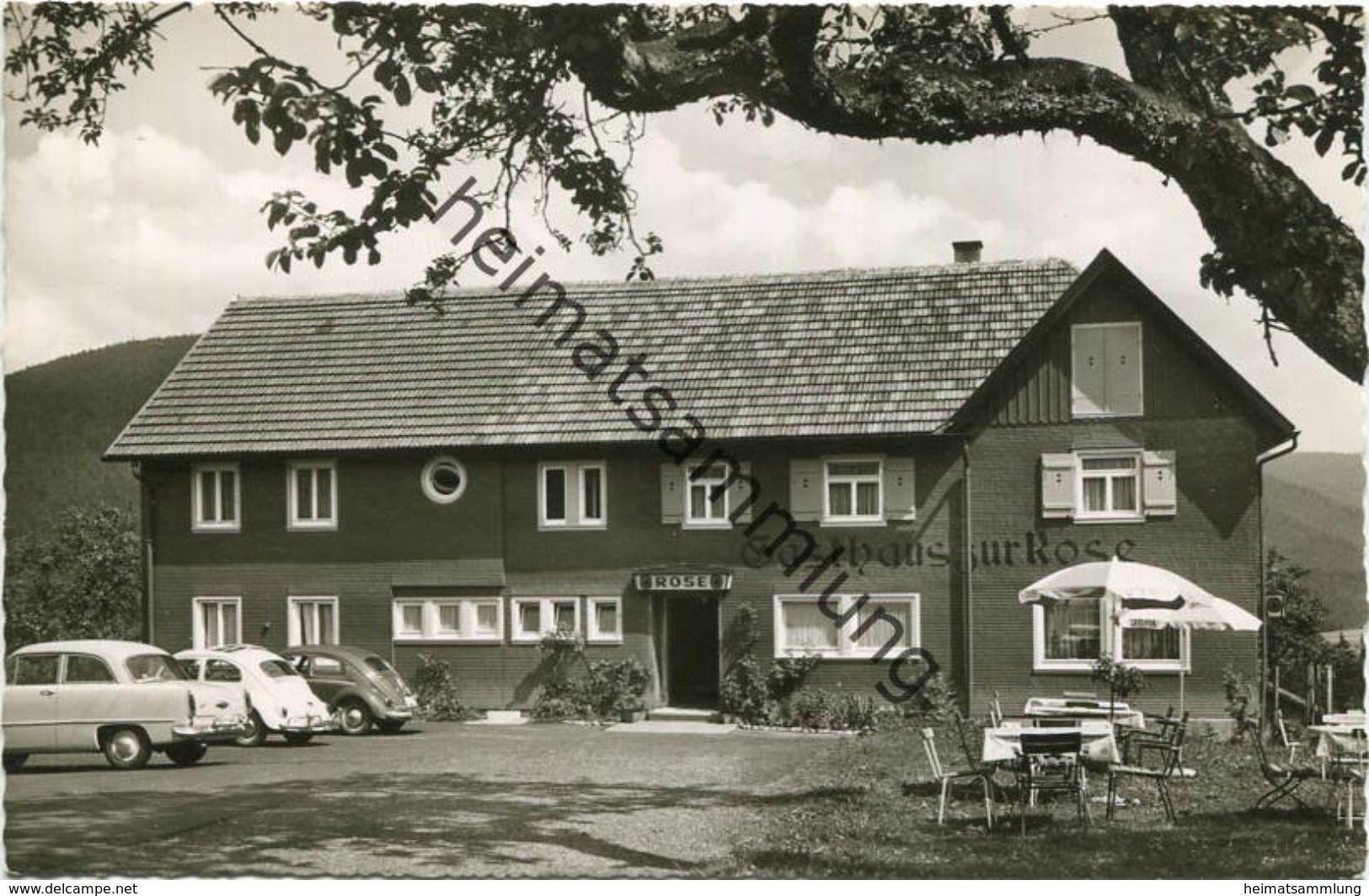 Huzenbach - Gasthof Pension Zur Rose - Besitzer E. Maulgetsch - Foto-AK - Verlag A. Hermann & Co. Stuttgart - Baiersbronn