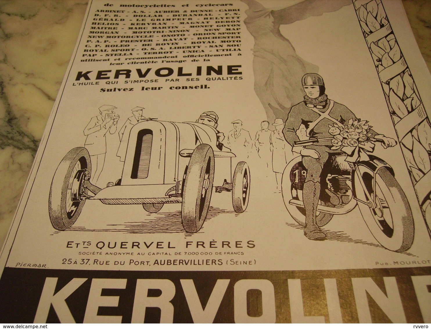 ANCIENNE PUBLICITE HUILE KERVOLINE SES QUALITE  1928 - Other & Unclassified