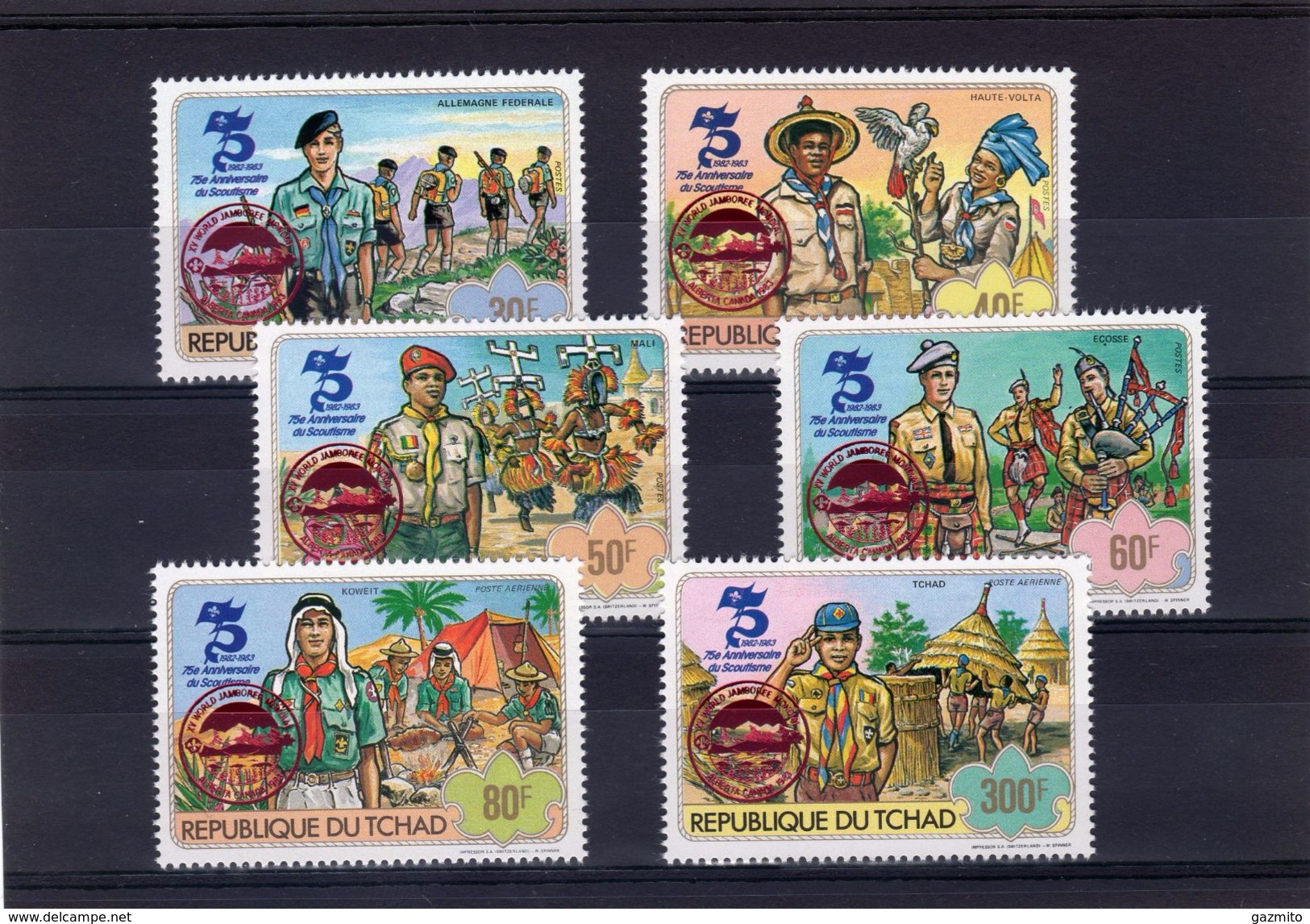 Tchad 1983, Scout, Red Overpr. Alberta Canada 6val - Tsjaad (1960-...)