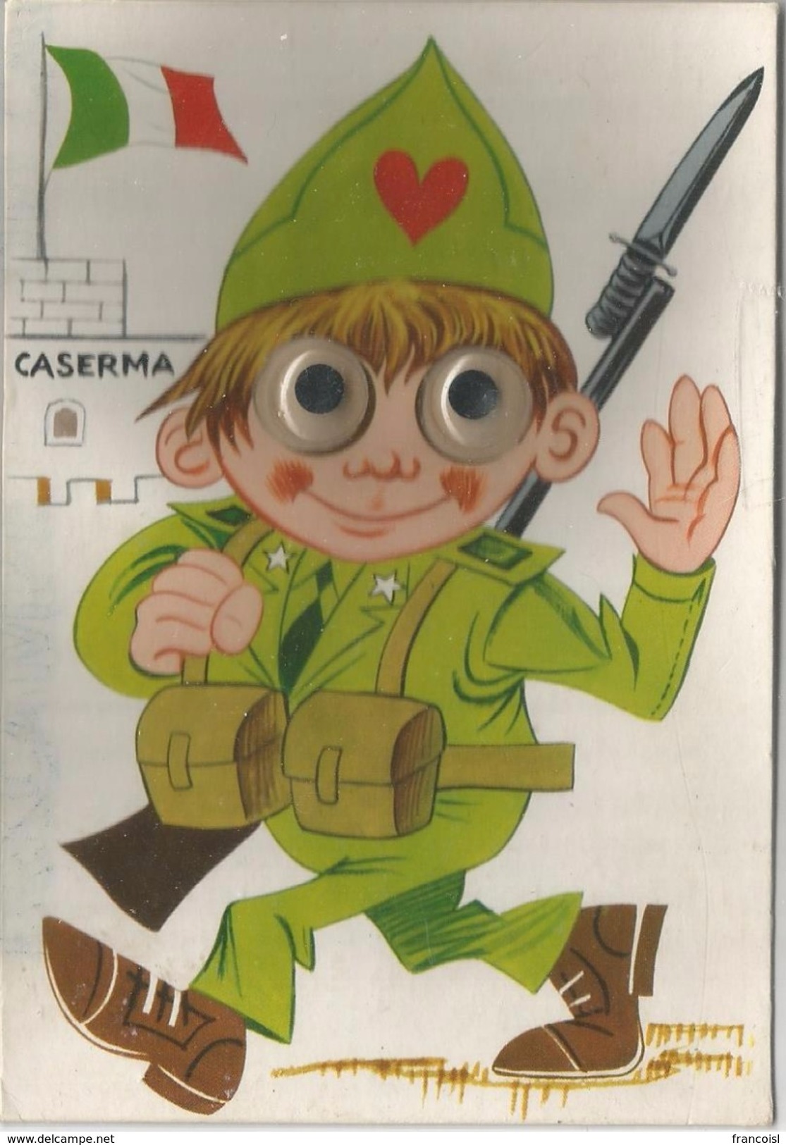 Soldat Italien Salue En Quittant La Caserne. Yeux Mobiles. - Humoristiques