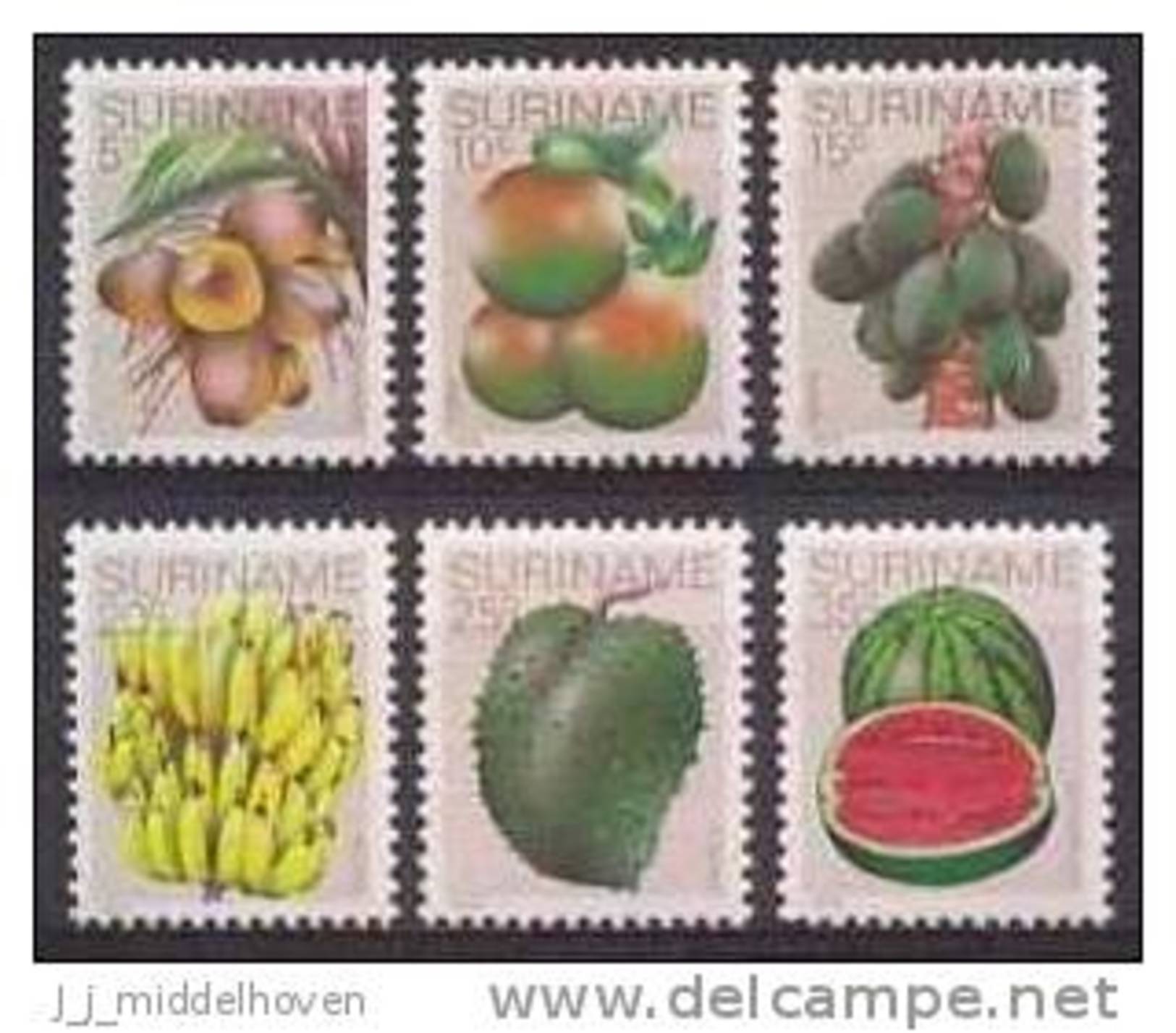 Republic Of Surinam, Republique De Surinam, Republiek Suriname Year 1978 Nrs 140/145 Postfris/MNH Vruchten/Fruits - Suriname