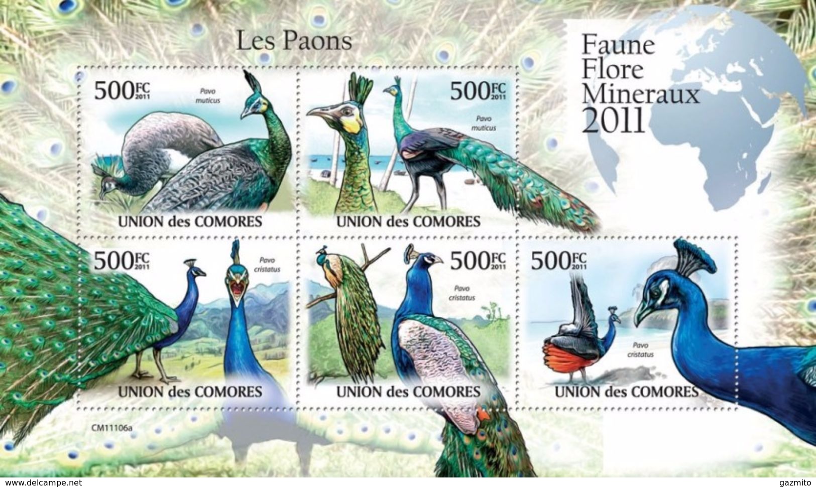 Comores 2011, Animals, Birds, Peacocks, 5val In BF - Pauwen