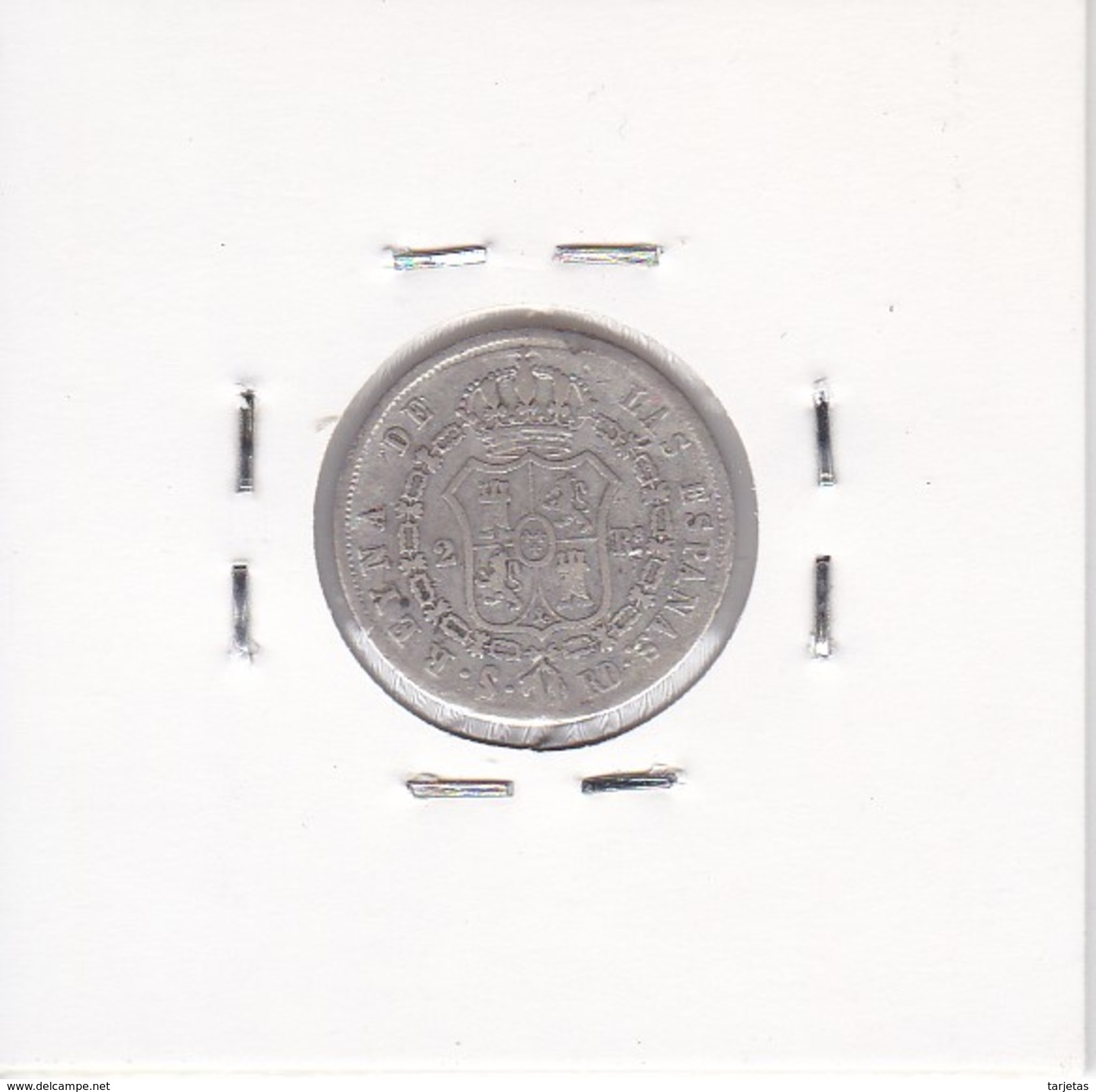 MONEDA DE ESPAÑA DE ISABEL II DEL AÑO 1850 DE 2 REALES DE PLATA (COIN) SEVILLA - Otros & Sin Clasificación