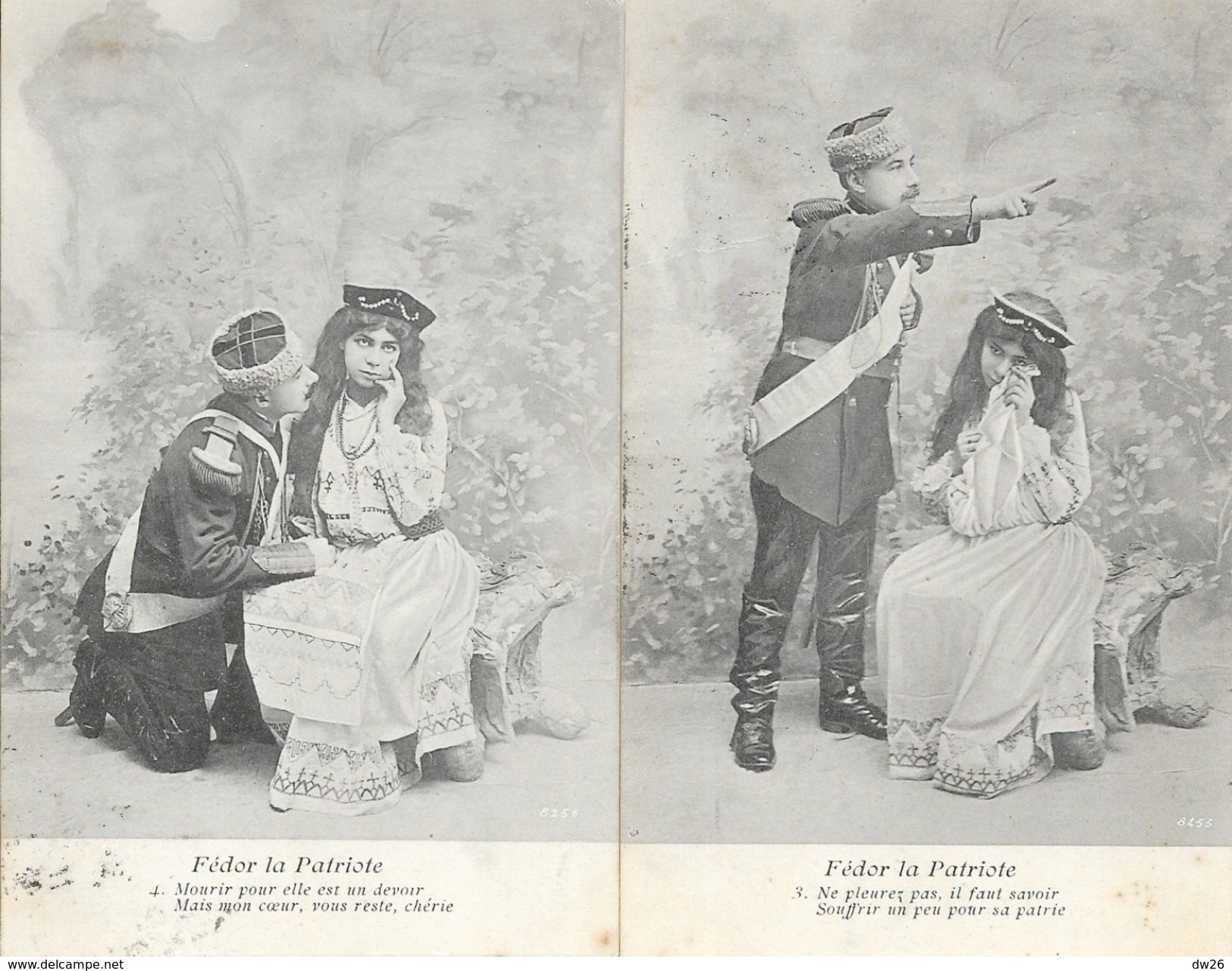 Série Complète De 6 Cartes: Fédor La Patriote 1904 - Couple Avec Militaire Russe - Couples