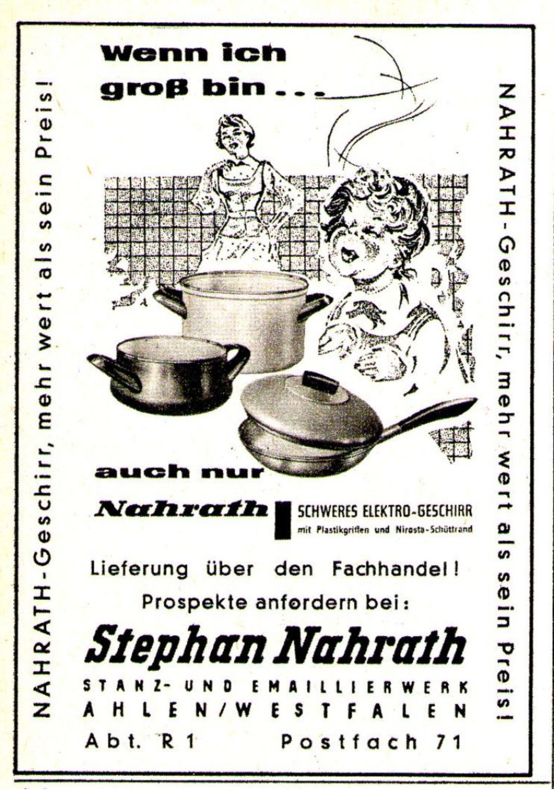 Original-Werbung/ Anzeige 1962 - NARATH SCHWERES ELEKTRO - GESCHIRR - AHLEN - Ca. 60 X 80 Mm - Werbung