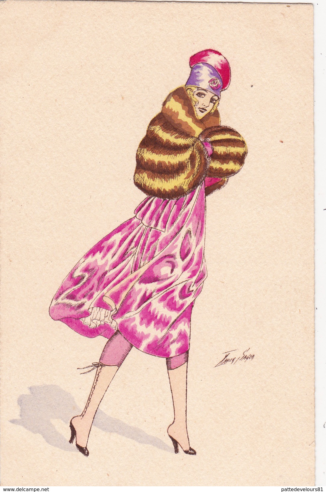 CPA Femme Lady Women Glamour Bonne Année Silhouettes Hivernales Illustrateur X. SAGER - Sager, Xavier