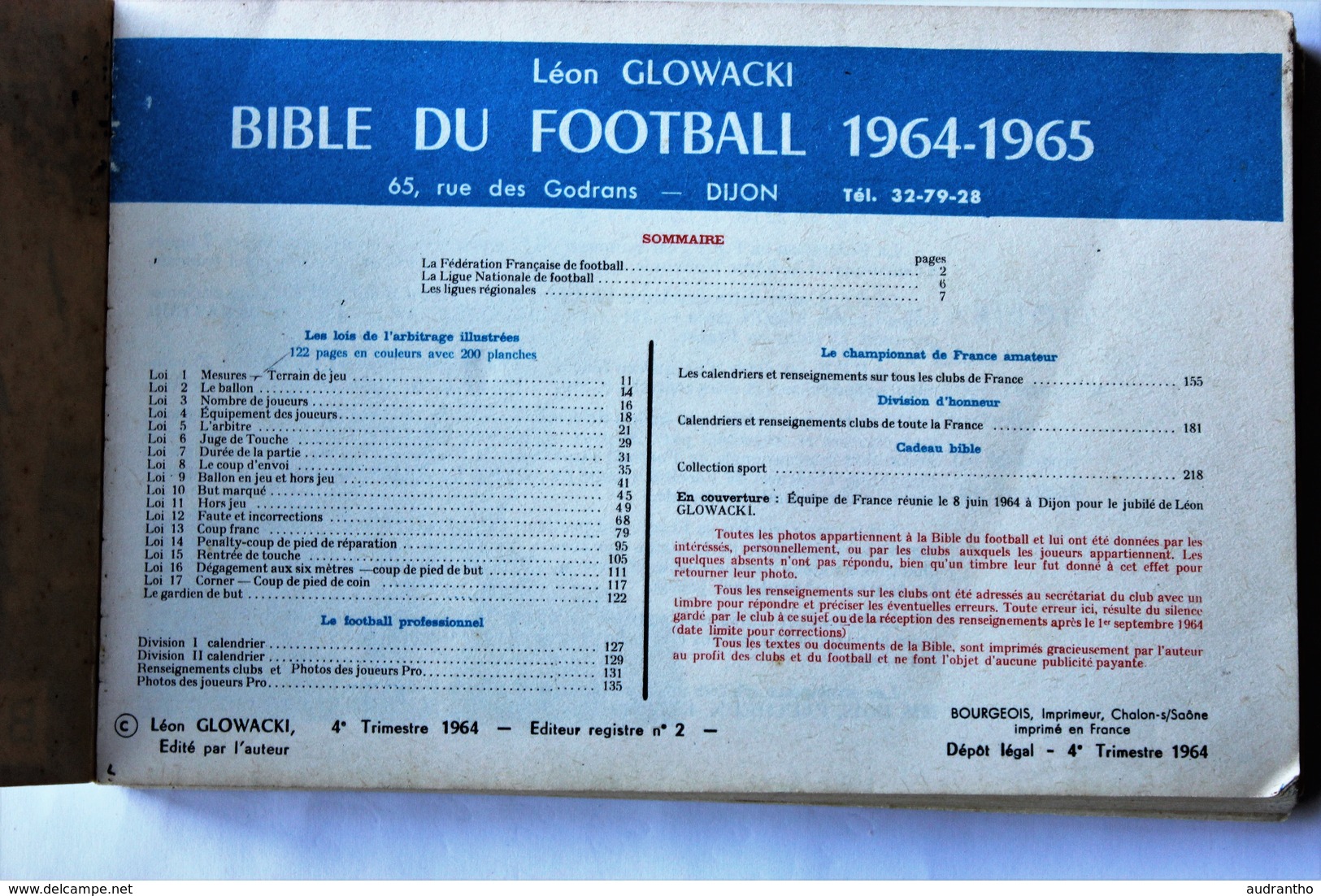 Bible Pratique Football Saison 1964 1965 Glowacki Hidalgo Jean Djorkaeff Novak Suaudau Herbin - Livres