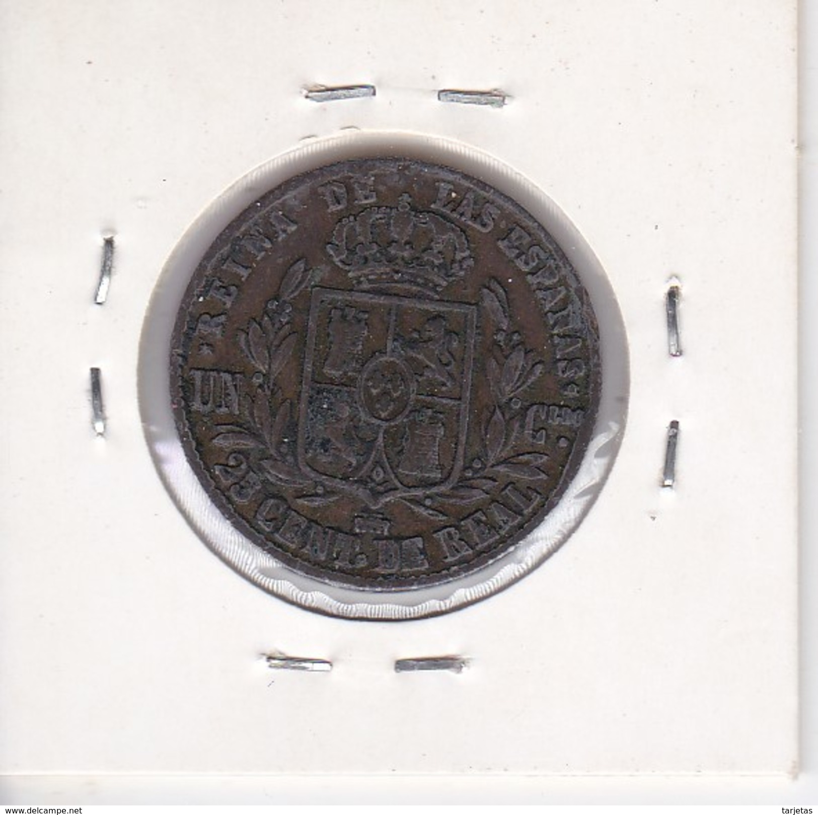 MONEDA DE ESPAÑA DE ISABEL II DEL AÑO 1855 DE 25 CENTIMOS DE REAL (COIN) SEGOVIA - Otros & Sin Clasificación