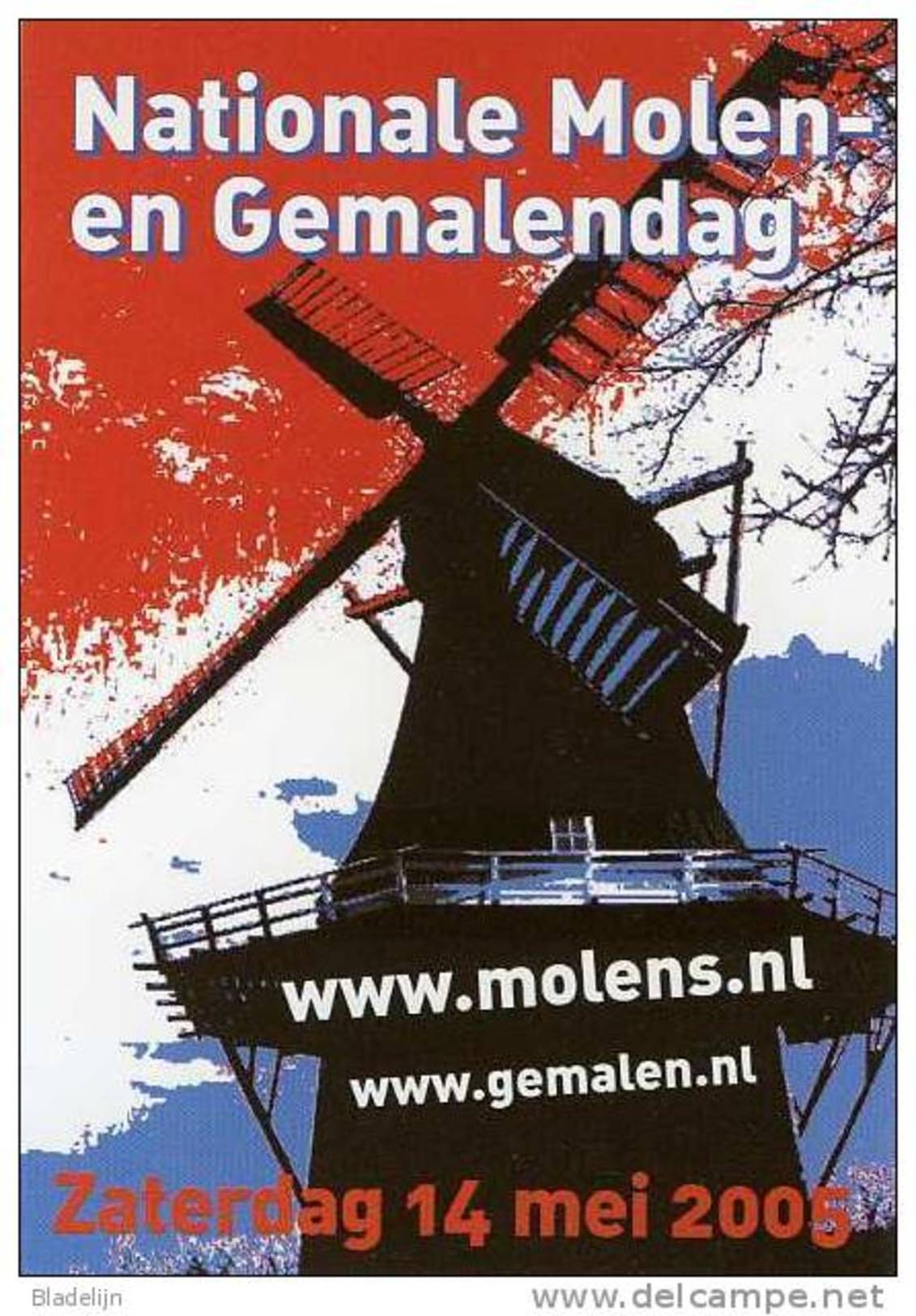 Molen/moulin - STICKER (zelfklever, Autocollant) Van De Nationale Molen- En Gemalendag (Nederland) 2005 - Stickers