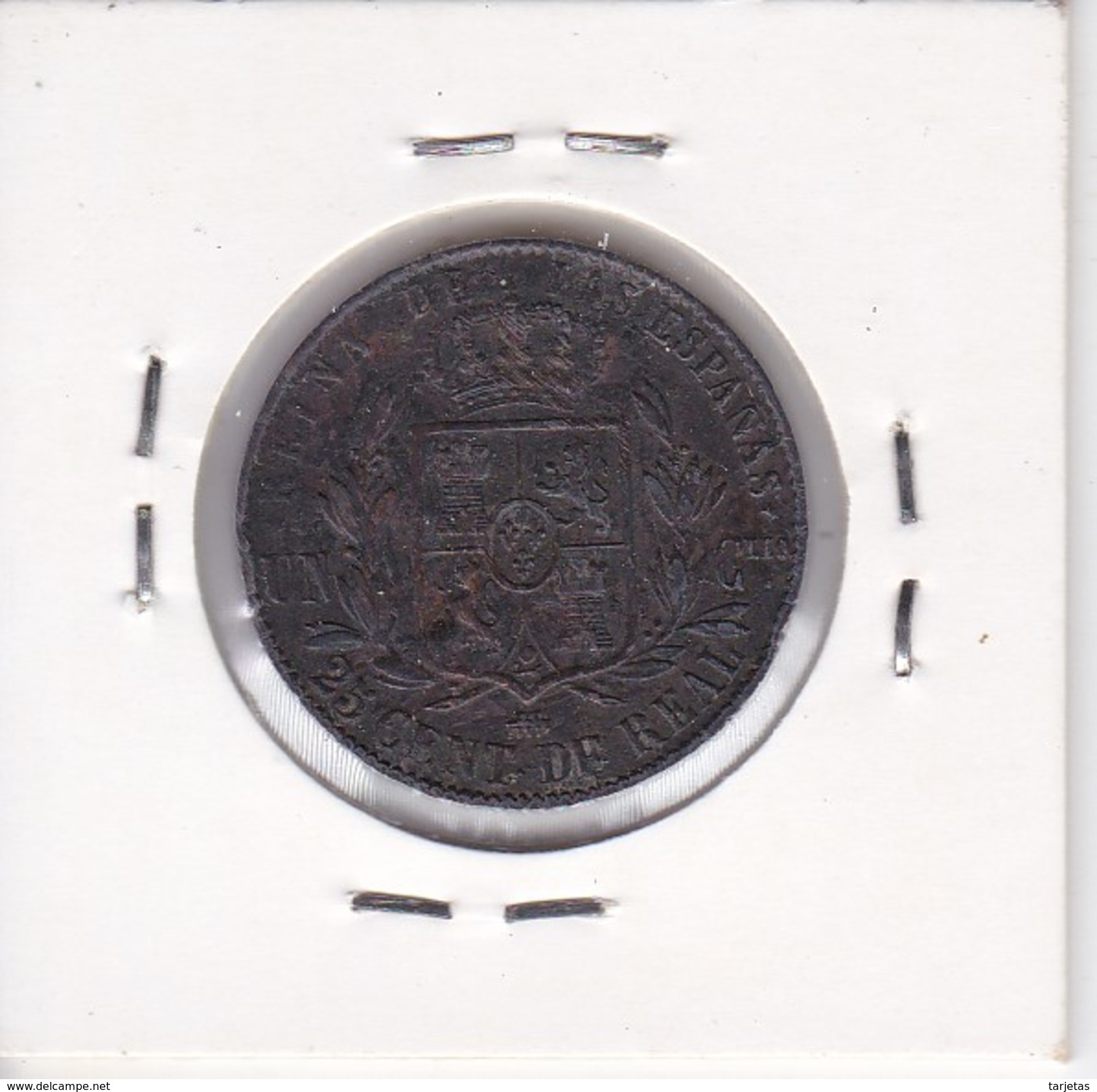 MONEDA DE ESPAÑA DE ISABEL II DEL AÑO 1864 DE 25 CENTIMOS DE REAL (COIN) SEGOVIA - Otros & Sin Clasificación