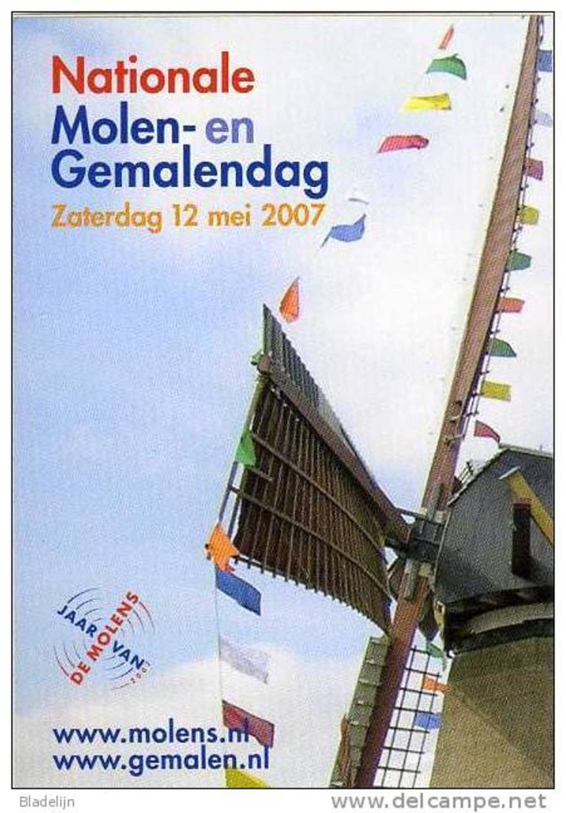 Molen/moulin - STICKER (autocollant/zelfklever) Van De Nationale Molen- En Gemalendag (Nederland) 2007 - Stickers