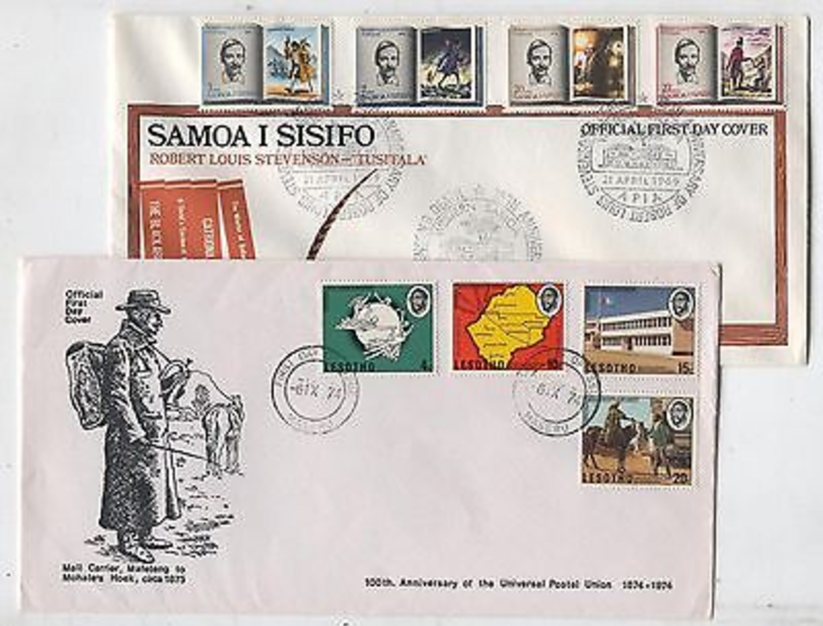 FDC AL68 Samoa I Sisifo Lesotho 1970th UPU Famous Persons 2 Pcs - Other & Unclassified