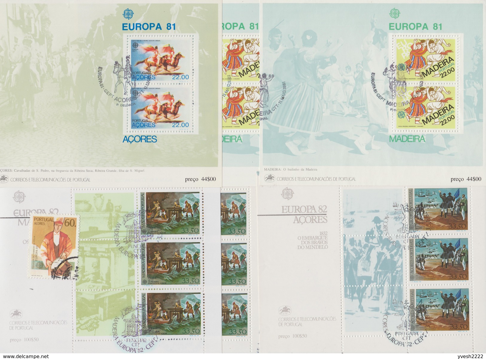 Açores Et Madère 1981, 1982, 1985. Petit Lot De Timbre Et Blocs Europa Oblitérés. Cote +/- 30 &euro; - Andere & Zonder Classificatie