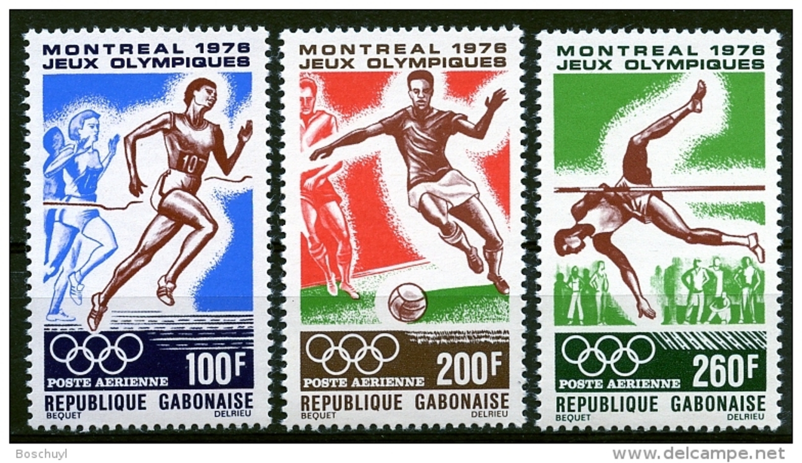 Gabon, 1976, Olympic Summer Games Montreal 1976, Running, Soccer, Football, High Jump, MNH, Michel 602-604 - Gabon (1960-...)