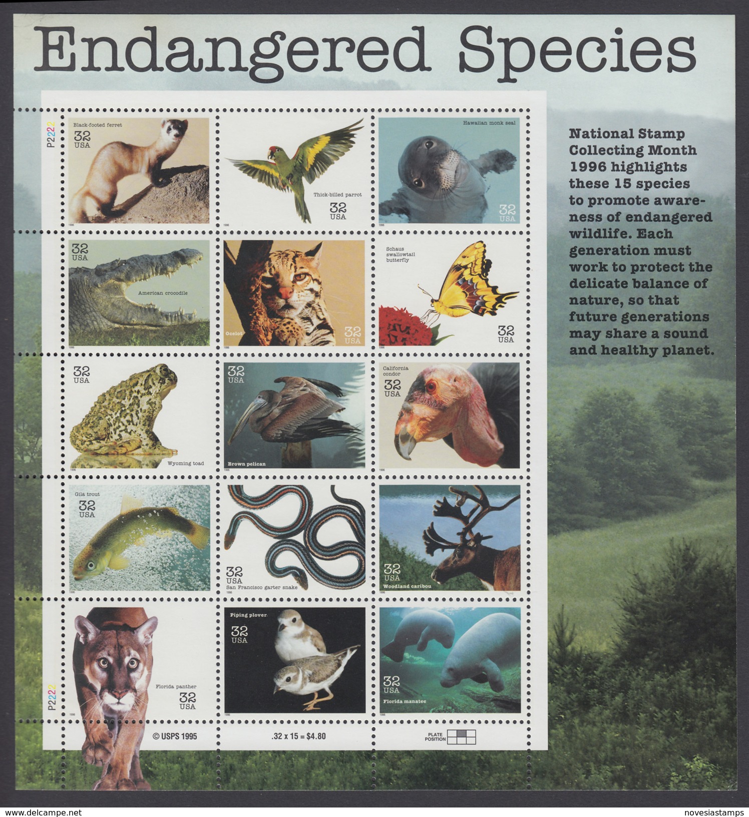 !a! USA Sc# 3105 MNH SHEET(15/a) - Endangered Species - Sheets