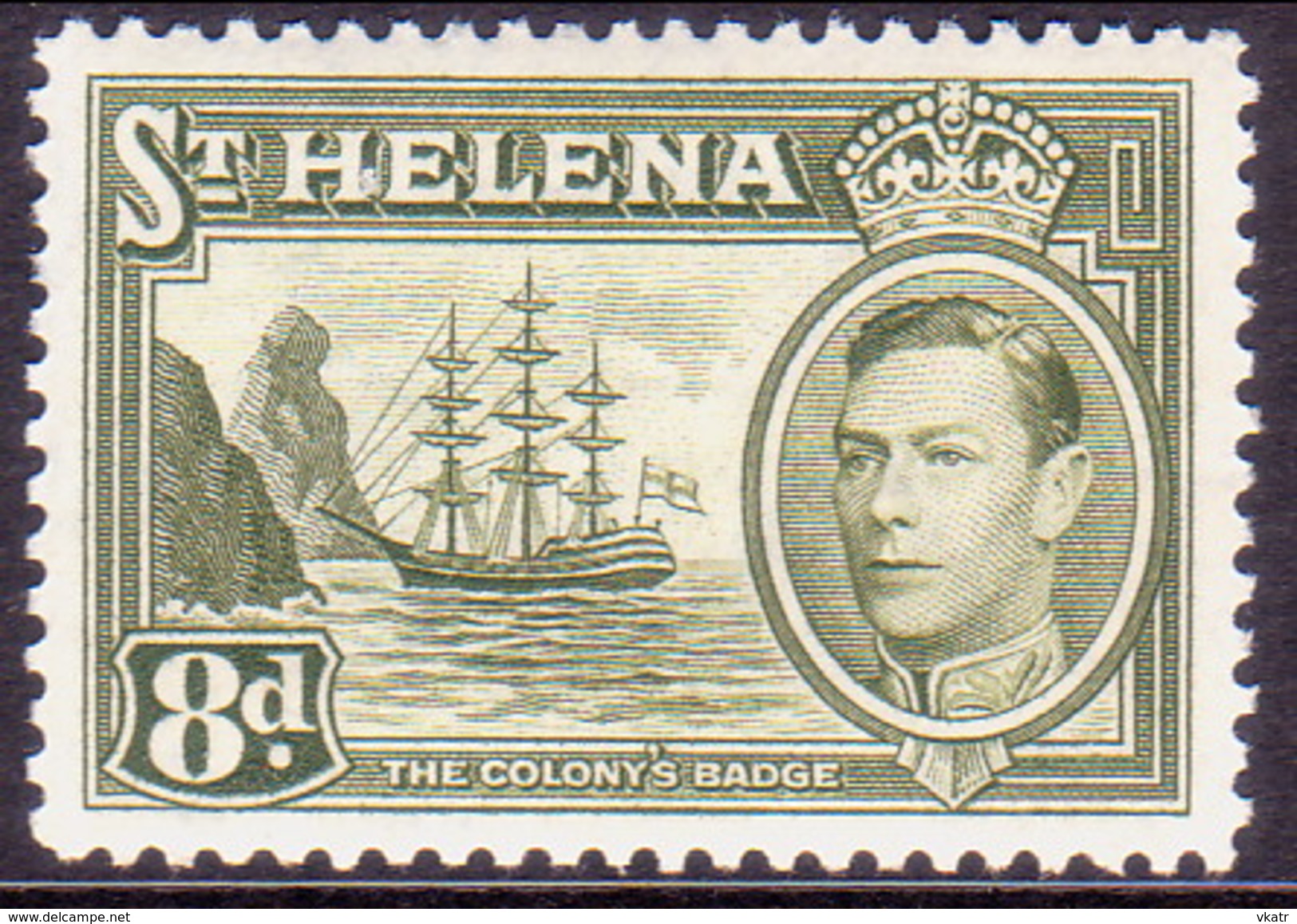 ST HELENA 1944 SG #136b 8d MNH Olive-green - Saint Helena Island