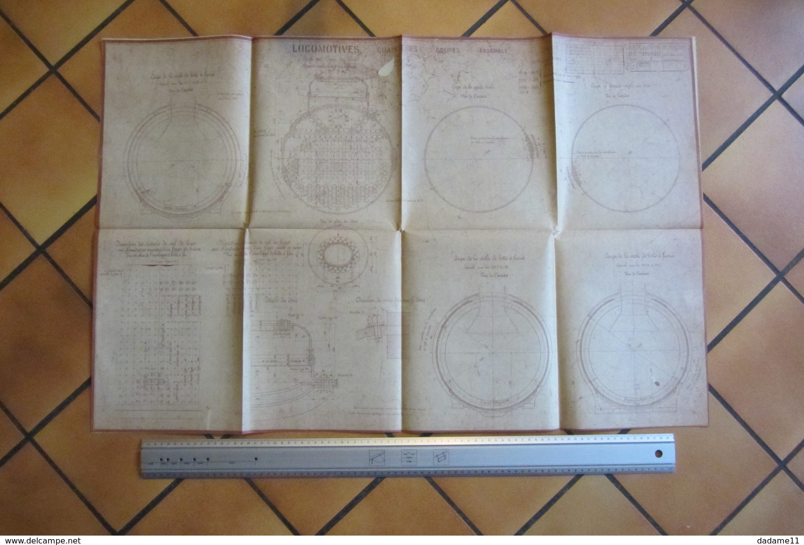 Plan De Corps De Locomotive à Vapeur   SNCF  1936 Original - Machines