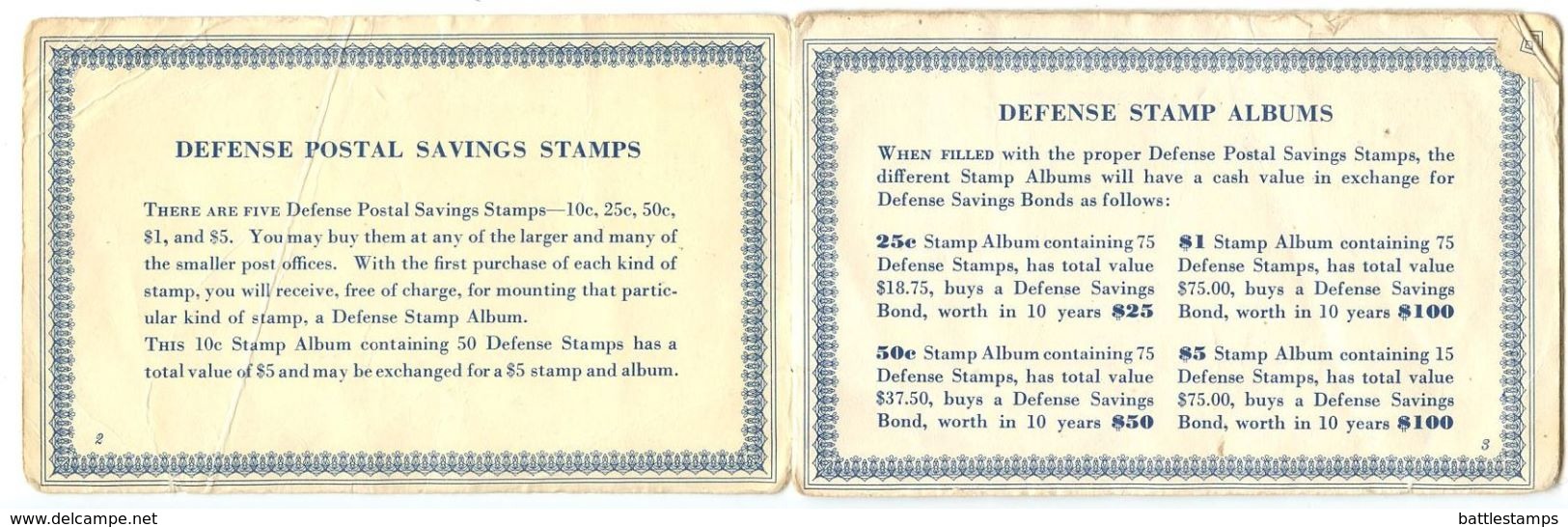 United States C.1941 United States Defense Savings Bonds W/ 4 Scott WS7 Stamps - Unclassified