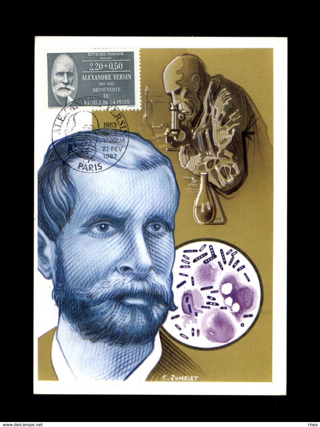 SANTE - Personnalités - Alexandre YERSIN - Carte 1er Jour - Dessin De Jumelet - Santé