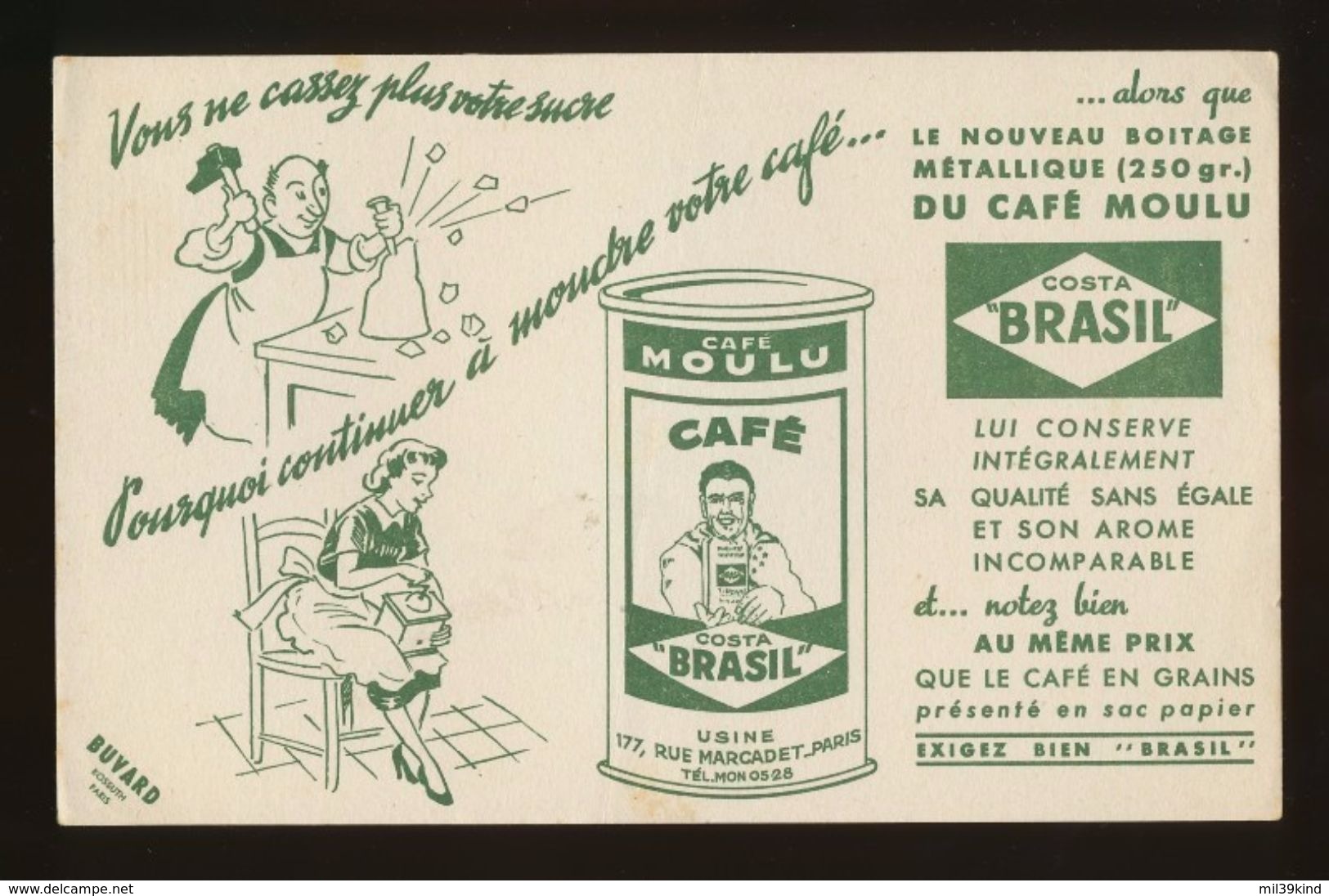 Buvard  -  CAFE Moulu COSTA BRASIL - Coffee & Tea