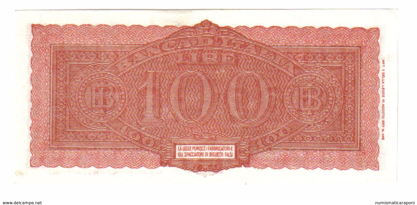 100 LIRE ITALIA TURRITA 10 12 1944 Q.FDS  LOTTO 1099 - 100 Liras